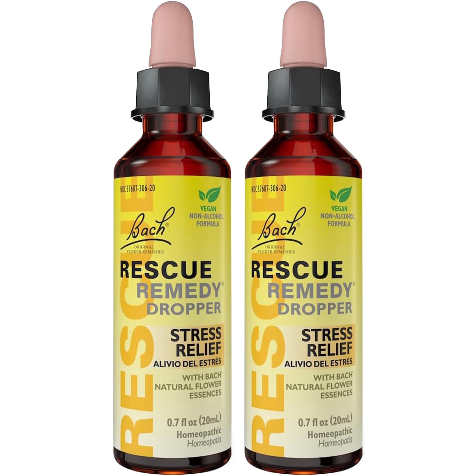 Bach RESCUE Remedy Dropper 20mL Bundle, Non-Alcohol Formula, Natural Stress Relief, Homeopathic RESCUE Au supplements