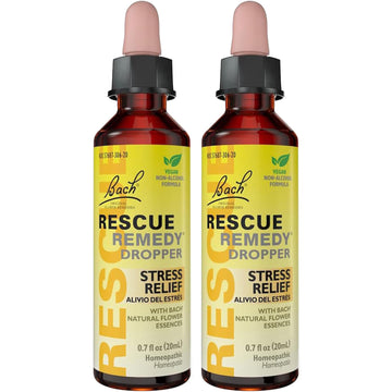 Bach RESCUE Remedy Dropper 20mL Bundle, Non-Alcohol Formula, Natural Stress Relief, Homeopathic RESCUE Au supplements