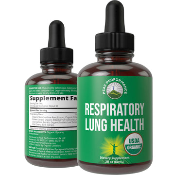 USDA Organic Lung Detox for Smokers and Non Smokers with 6 Top Ingredients. Mullein Leaf, Marshmallow Root, Calendula. Lungs Cleanse for Better Respiratory Health. Liquid Drops Tincture Supplement Peak Performance Au supplements