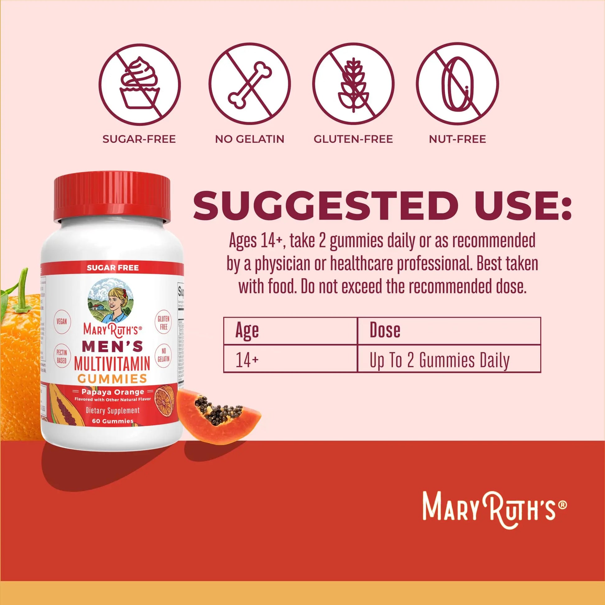 MaryRuth's Multivitamin Gummies for Men | Vitamin A, C, D, E, B6, B12, Biotin, Zinc | Energy Metabolism | Immunity | Bone Health | Cellular Health | Vegan | Non-GMO | Gluten & Sugar Free | 60 Count MARYRUTH'S Au supplements