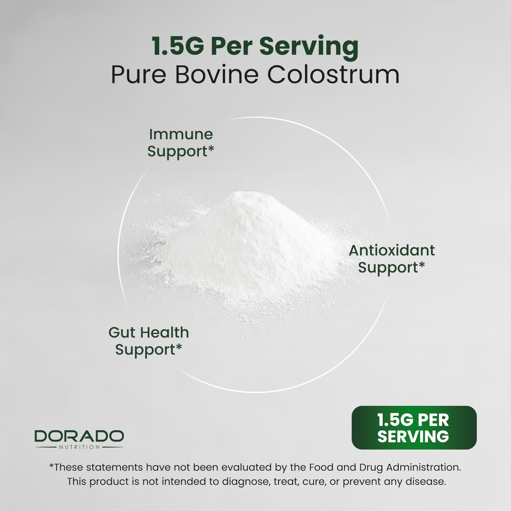 Colostrum Supplement Powder 90g (60 Servings of 1.5g Pure Bovine Colostrum Std. to Contain 20% IgG Immunoglobulins) Grass Fed Powder - No Fillers, Third Party Tested, Unflavored & Non-GMO DORADO NUTRITION Au supplements