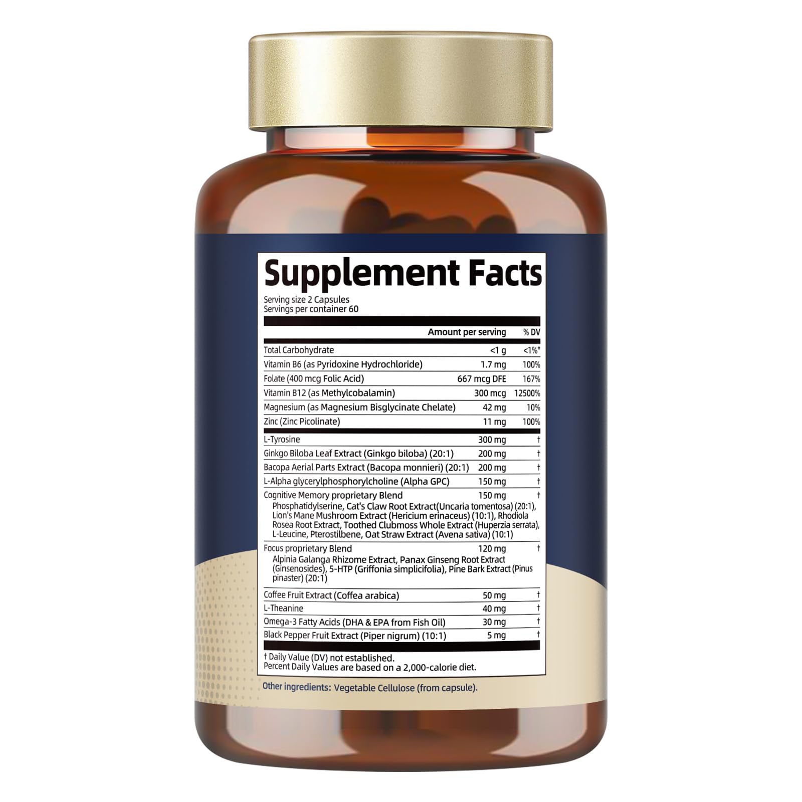 25 in 1 Brain Supplements for Memory and Focus & Neuro Health - Daily Brain Nootropic Cognitive Supplement with L-Tyrosine, Bacopa Monnieri, Ginkgo Biloba, Alpha GPC - Non-GMO, Gluten Free Totaria Au supplements