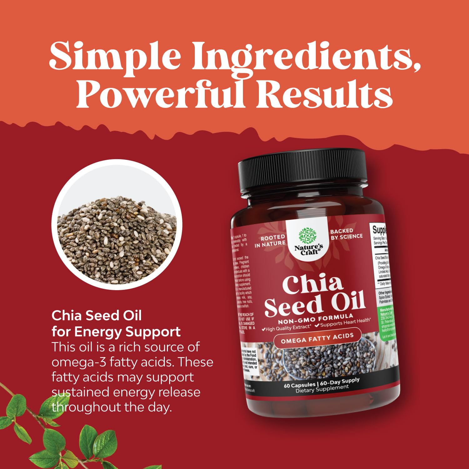 Chia Seed Oil Supplement for Weight Loss and Energy Natural Superfood Protein Metabolis Natures Craft Au supplements