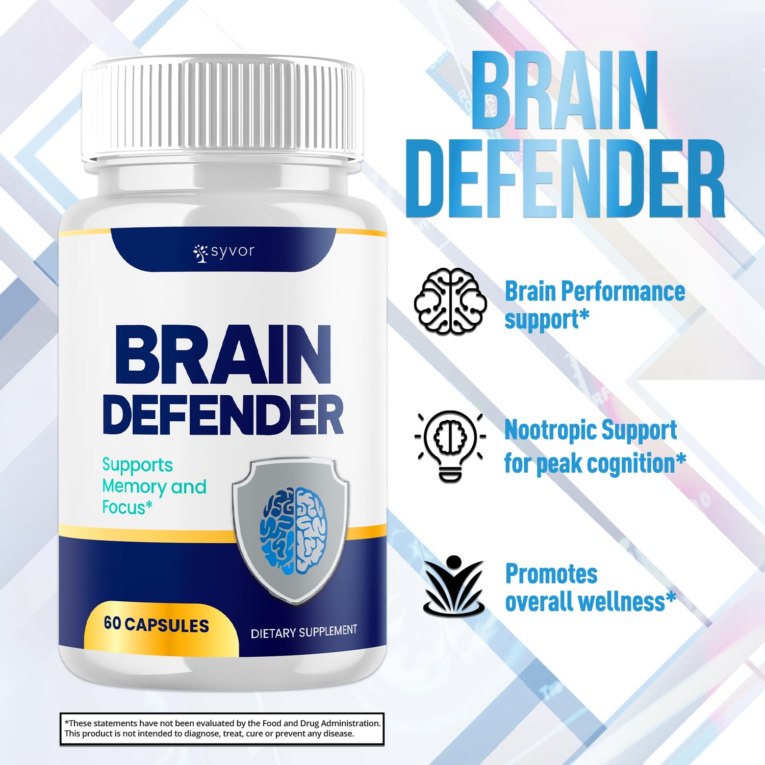 (2 Pack) Brain Defender Supplement Pills, Official Brain Defender Advanced Formula Nootropic Capsules, All Natural Health and Wellness Support Formula Maximum Strength Braindefender (120 Capsules) Syvor Au supplements