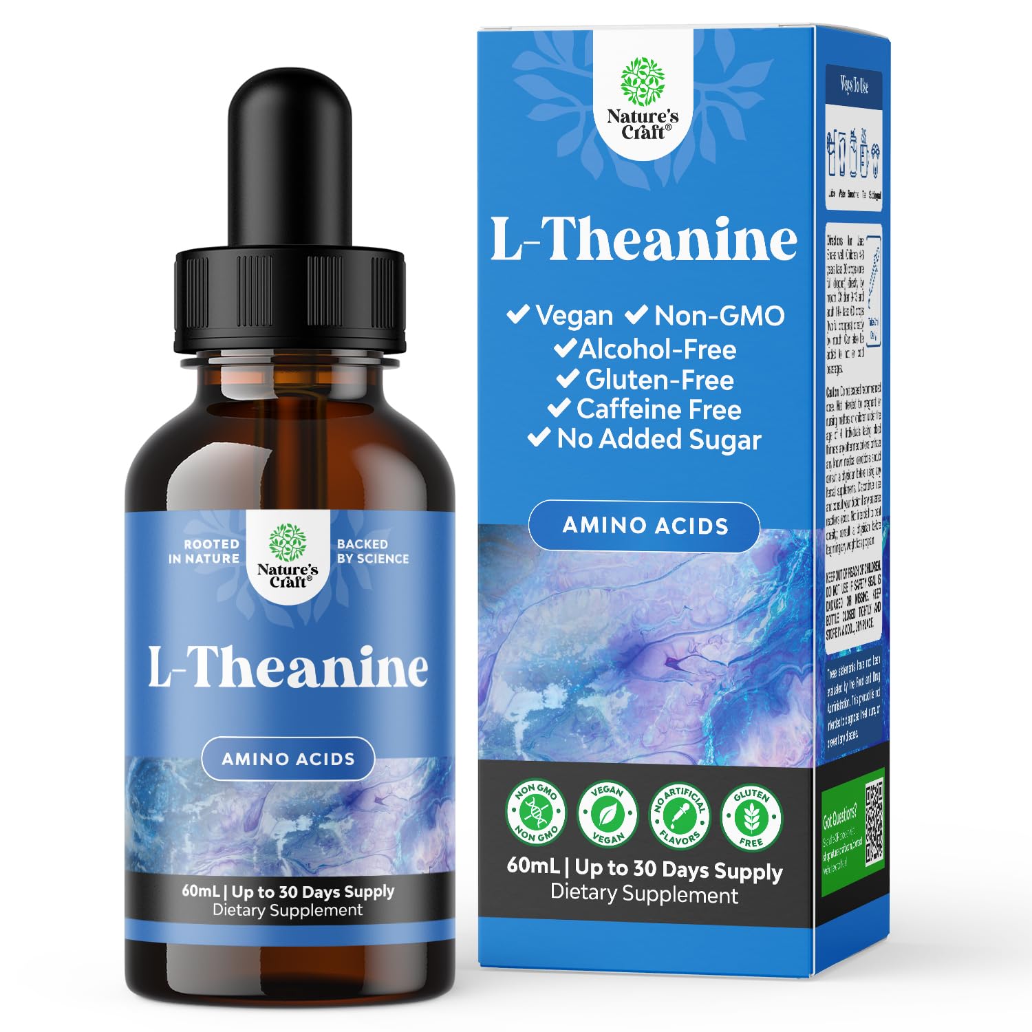 High Absorption L-Theanine Liquid Drops - Nootropic Focus Supplement with L Theanine 200mg Per Serving and Chamomile Extract Supplement for Adults and Kids Relaxation and Focus - 2 Fl Oz Natures Craft Au supplements