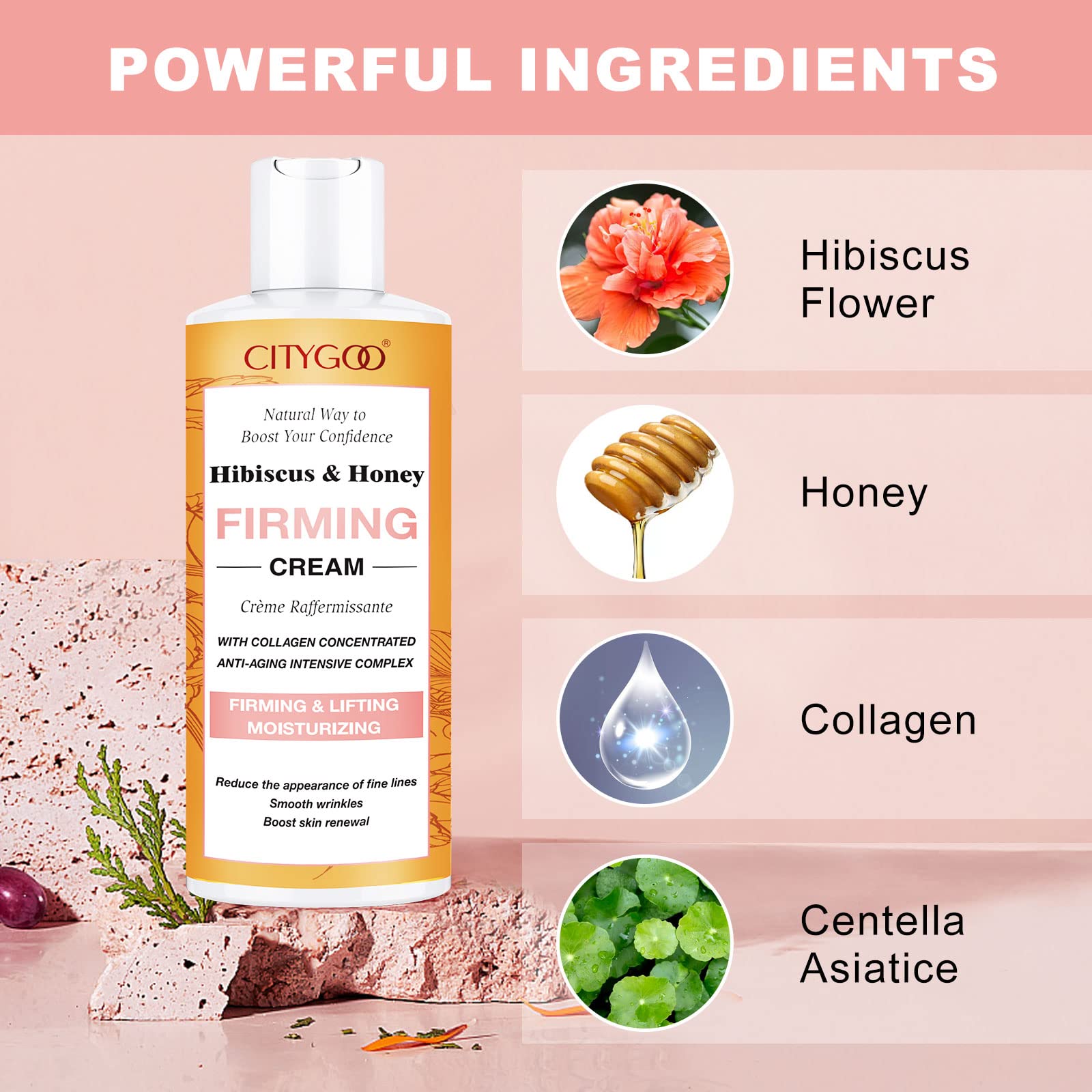 Hibiscus and Honey Firming Cream, Skin Tightening Lotion, Reduces the Look of Neck Lines CITYGOO Au supplements