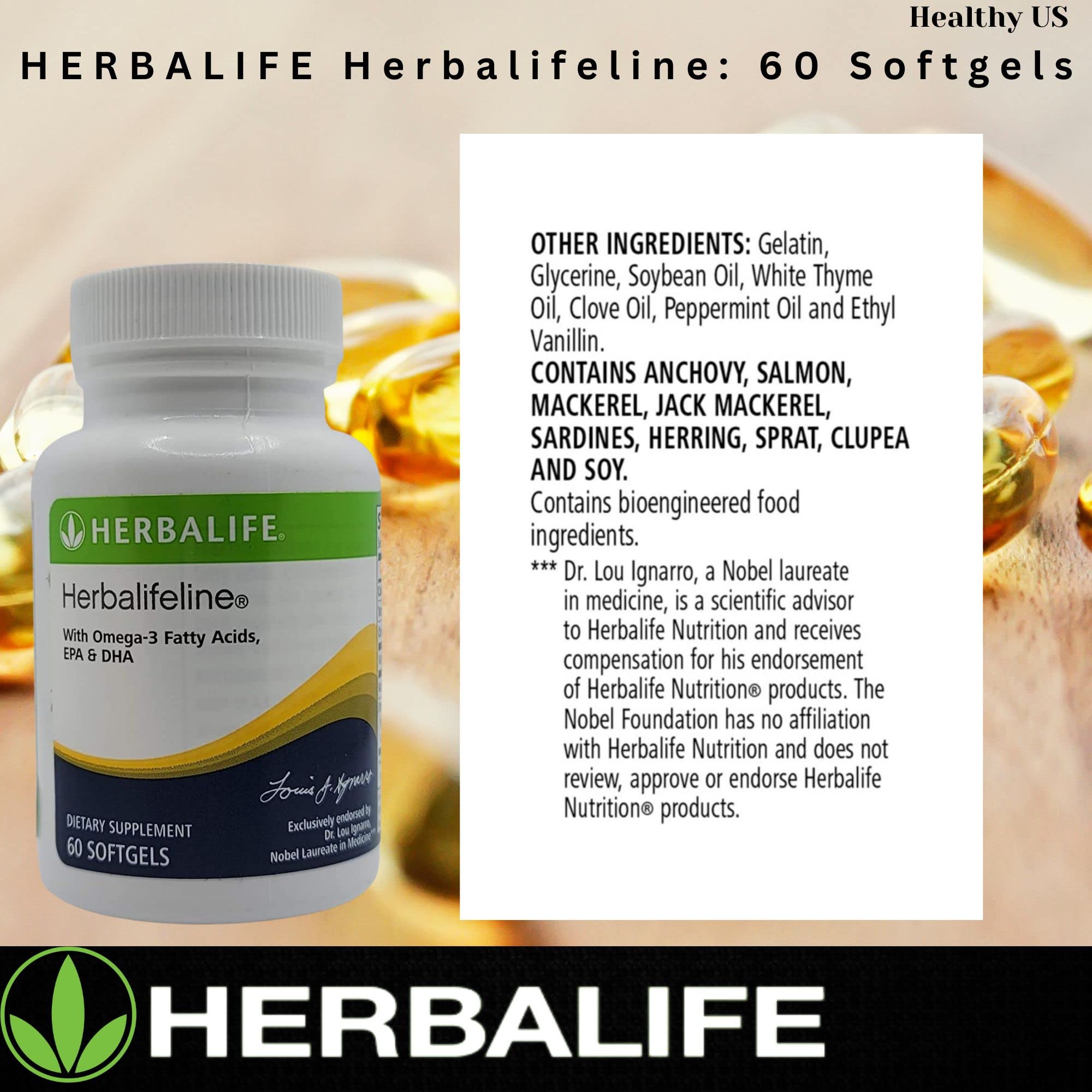 Herbalife Herbalifeline: 60 Softgels with Vitamin E, Marine Lipid Complex, Omega-3 Fatty Herbalife Au supplements