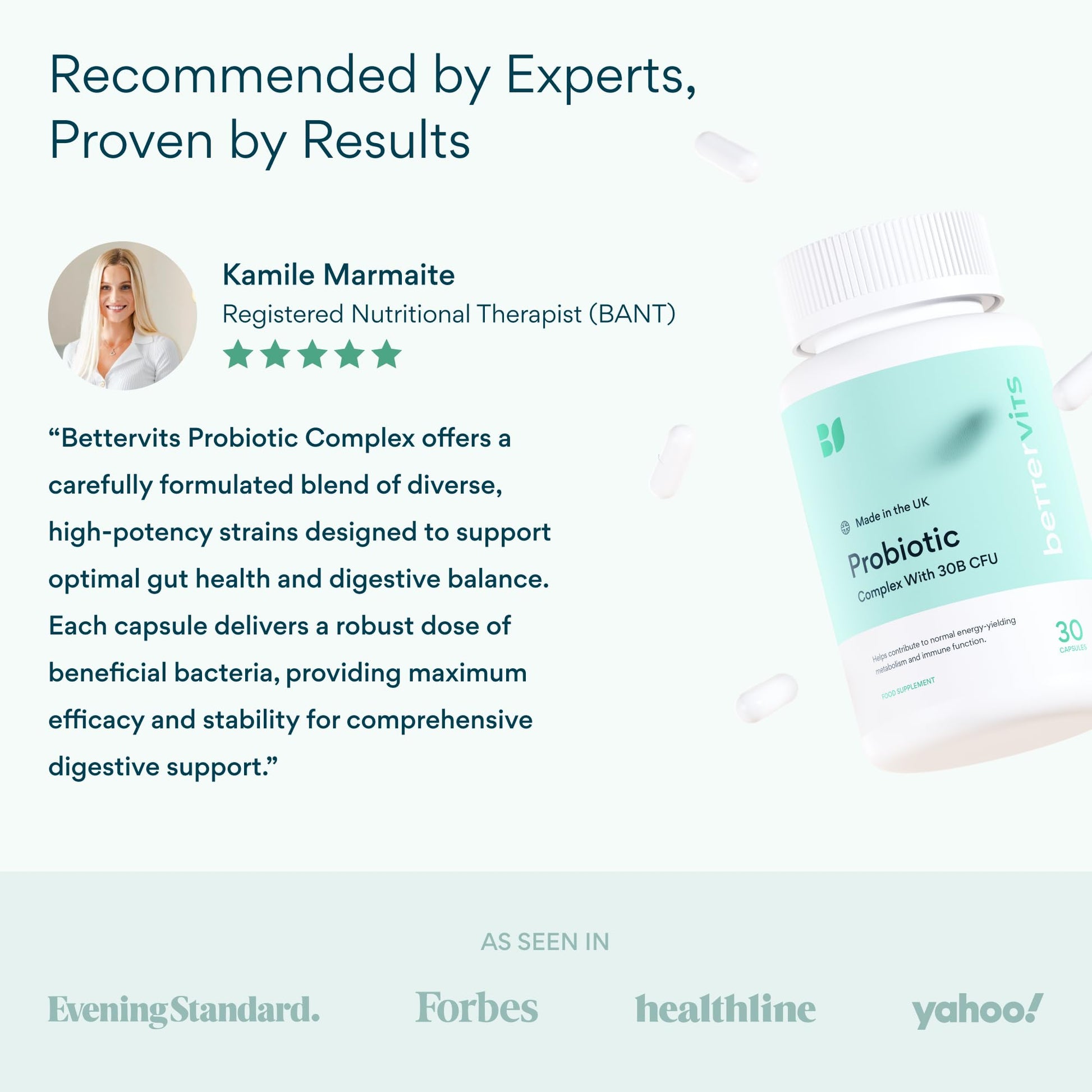 Bettervits Probiotics for Women & Men – 75 Billion CFU | Digestive Health and Gut Support Prebiotic | 14 Clinically Studied Strains with Vitamin B12, Lactobacillus and Inulin Fiber | 30 Capsules Bettervits Au supplements