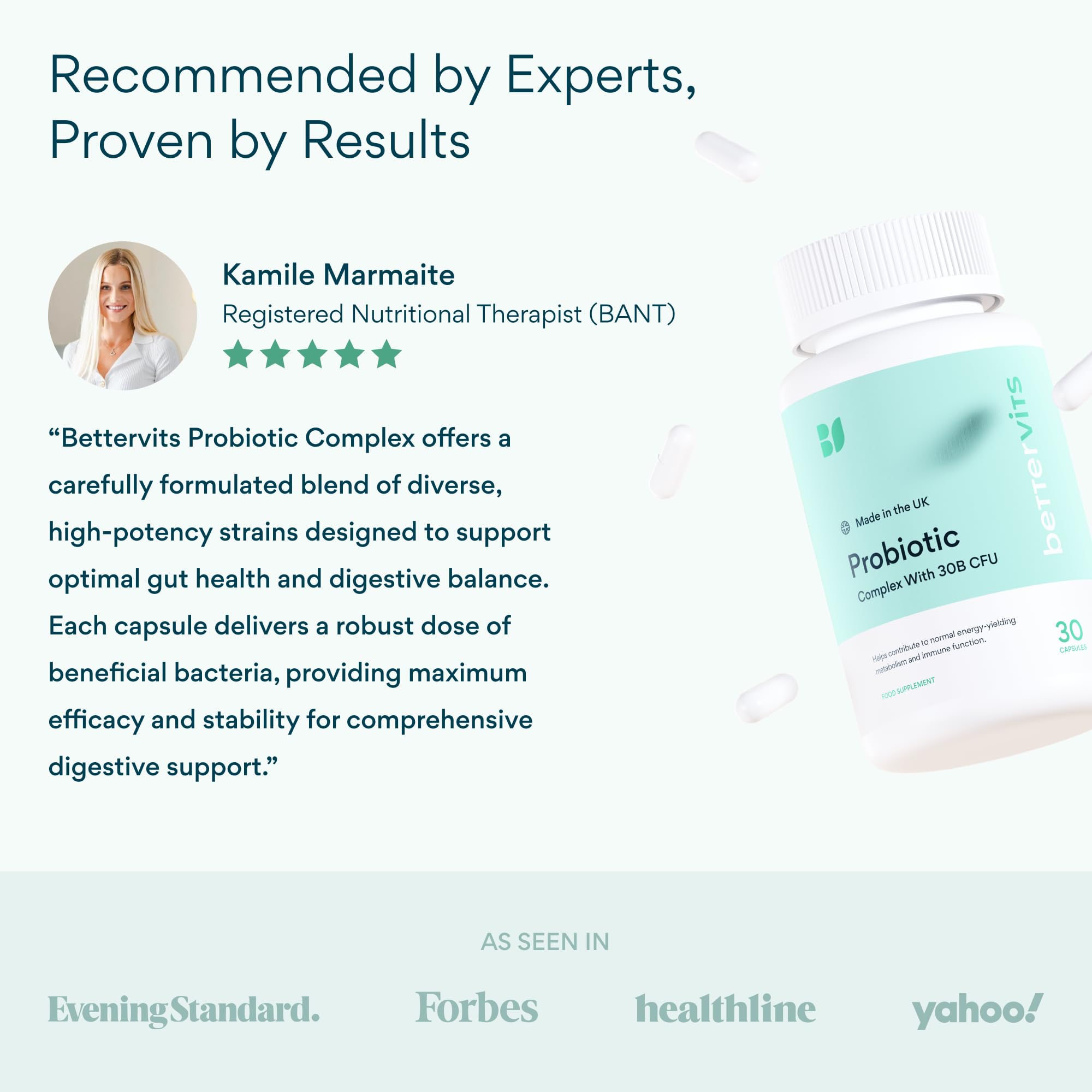 Bettervits Probiotics for Women & Men – 75 Billion CFU | Digestive Health and Gut Support Prebiotic | 14 Clinically Studied Strains with Vitamin B12, Lactobacillus and Inulin Fiber | 30 Capsules Bettervits Au supplements