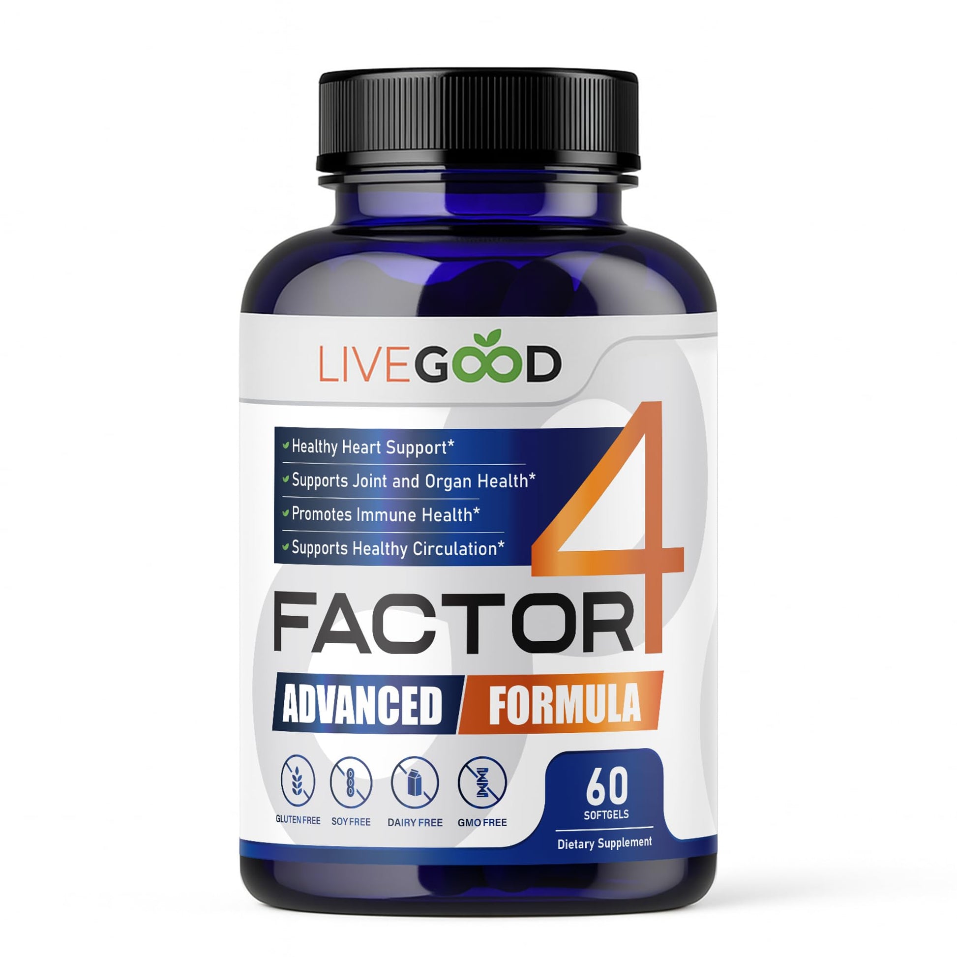 LIVEGOOD™ Factor 4, Omega 3 Fish Oil with EPA & DHA, CoQ10, and Turmeric, Advanced Q10 Coenzyme & CoQ10 Supplements, DHA Supplements for Heart, Joint & Immune Support, Made in USA, 60 Count, LIVEGOOD Au supplements