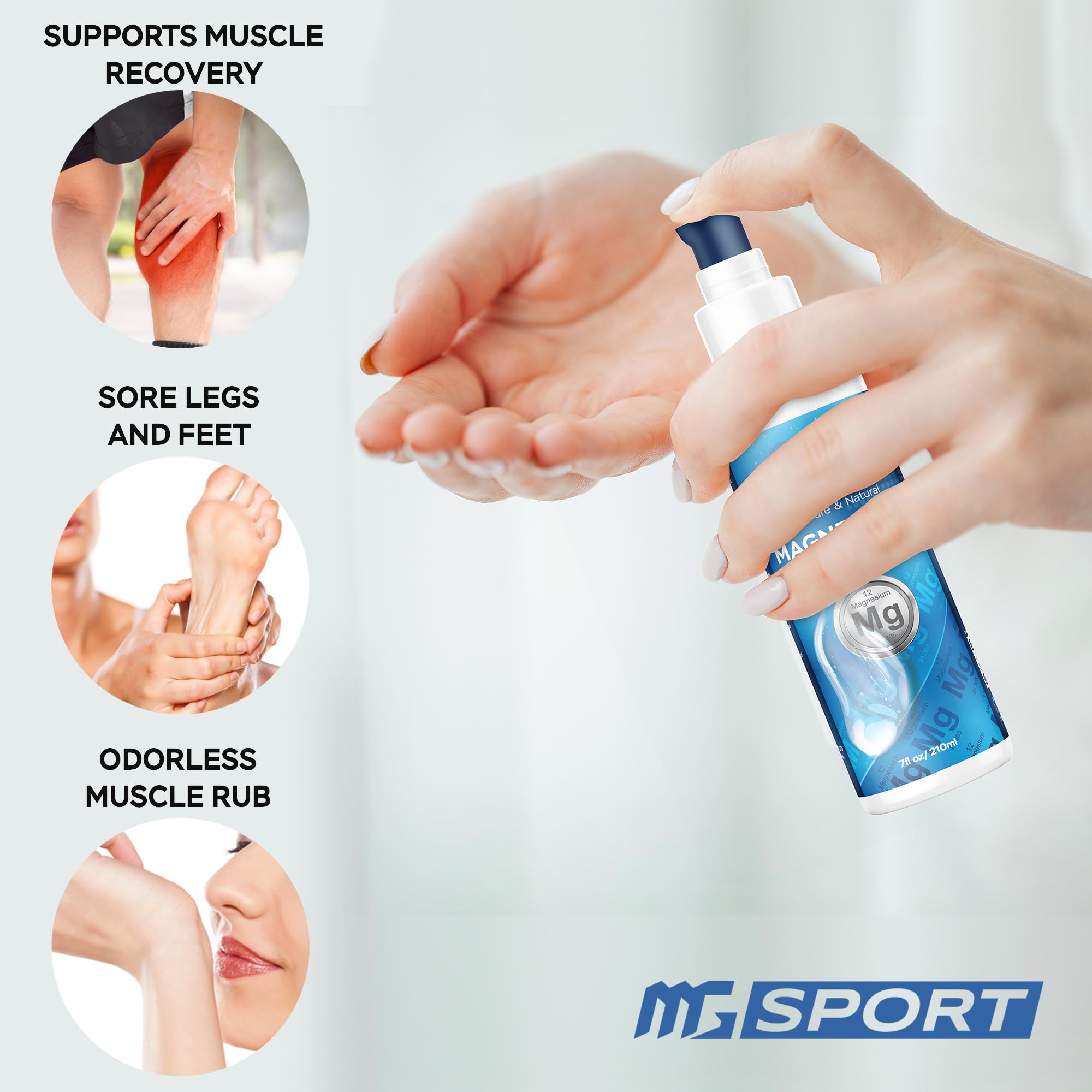 MgSport Magnesium Gel Dead Sea Magnesium - Gentle Topical Gel for Leg Cramps and Muscle Recovery Without Stinging - 20% More Potency Than Magnesium Oil Sprays - 1,000 Pumps MgSport Au supplements