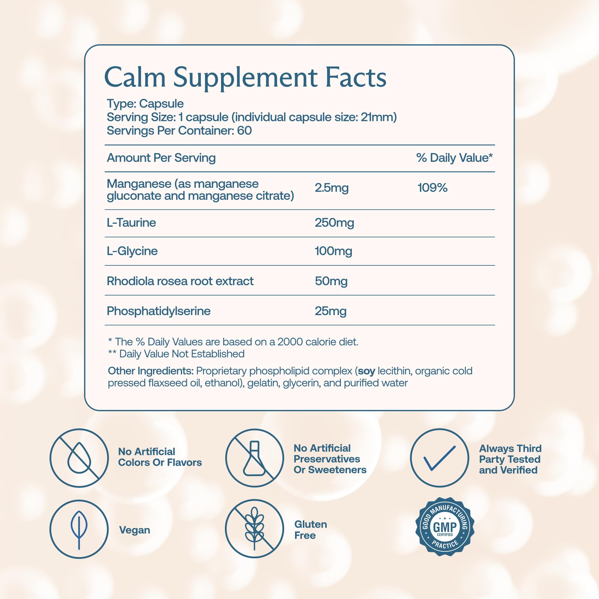 BodyBio Calm - Natural Stress Relief Blend with Rhodiola, Glycine & Phosphatidylserine - Supports Relaxation, Mental Focus & Balanced Cortisol - Non - Drowsy Formula BodyBio Au supplements