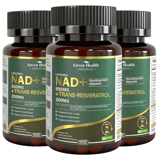 Anven Health Liposomal NAD+ Resveratrol Supplement - NMN Alternative with Trans-Resveratrol, Quercetin & Fisetin - NAD Plus for Women and Men, Cellular Energy & Healthy Aging, Non-GMO | 180 Capsules Anven HealthAU supplements