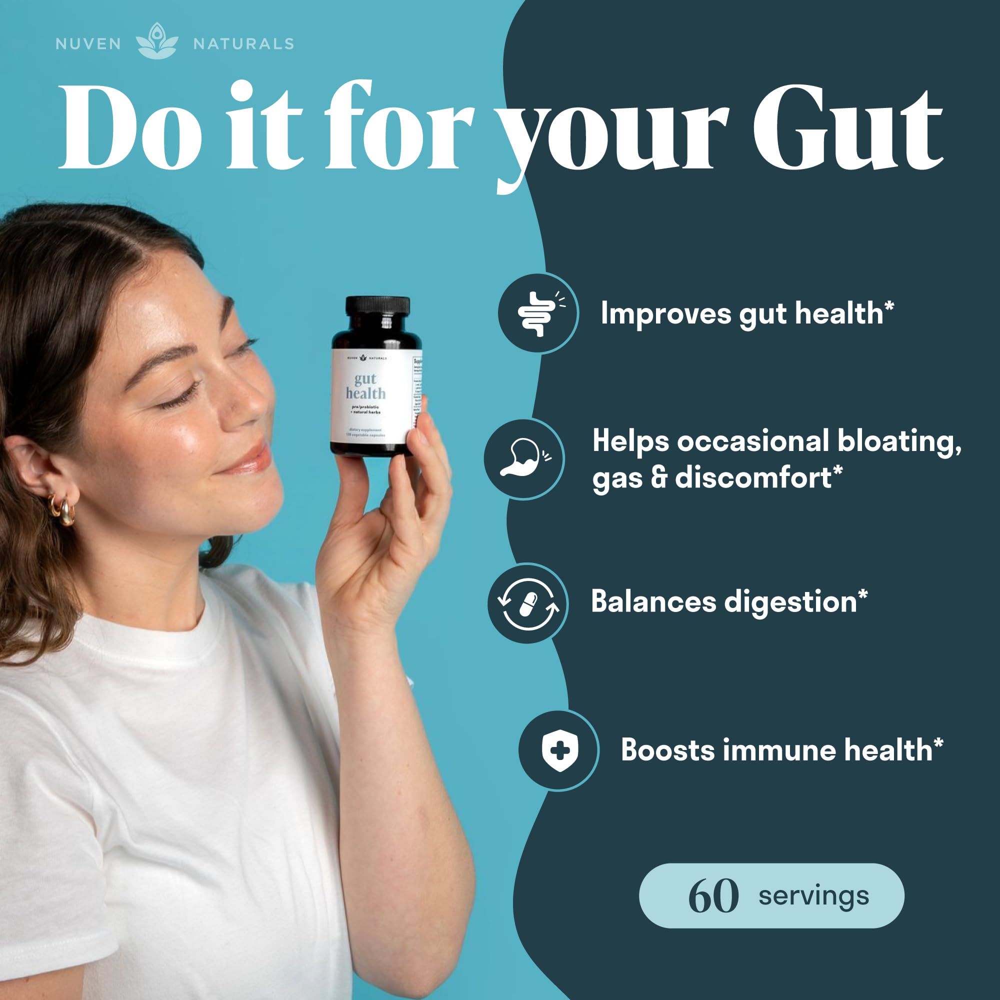 Nuven Naturals All-in-One Gut Health w/Probiotics, Prebiotics, Digestion-Supporting Nuven Naturals Au supplements