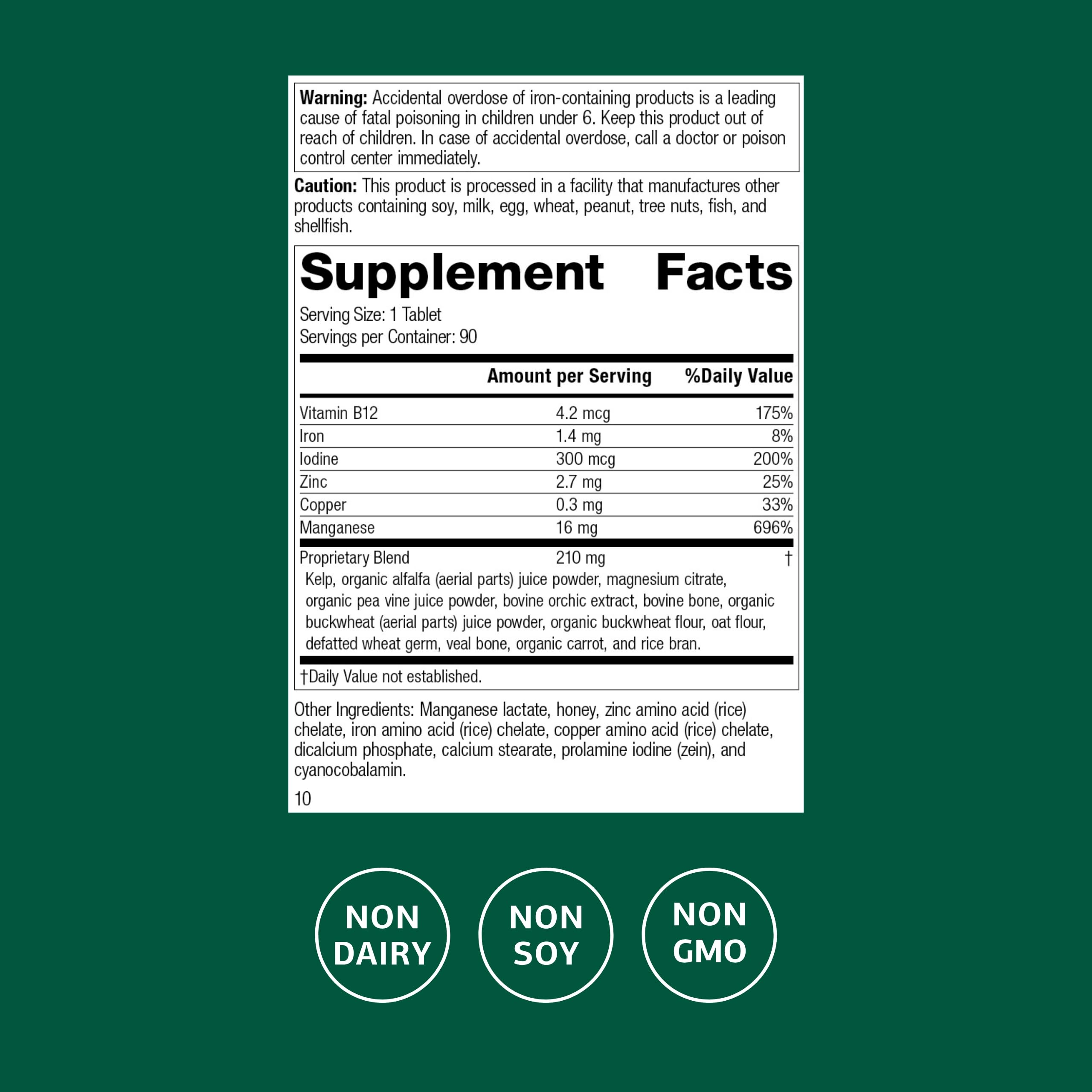 Standard Process Trace Minerals-B12 - Thyroid & Cell Functioning Support with Iodine, Zinc & Copper - Cartilage & Bone Health Aid - Non-Dairy & Non-Soy - 90 Tablets (90 Servings) Standard Process Inc. Au supplements