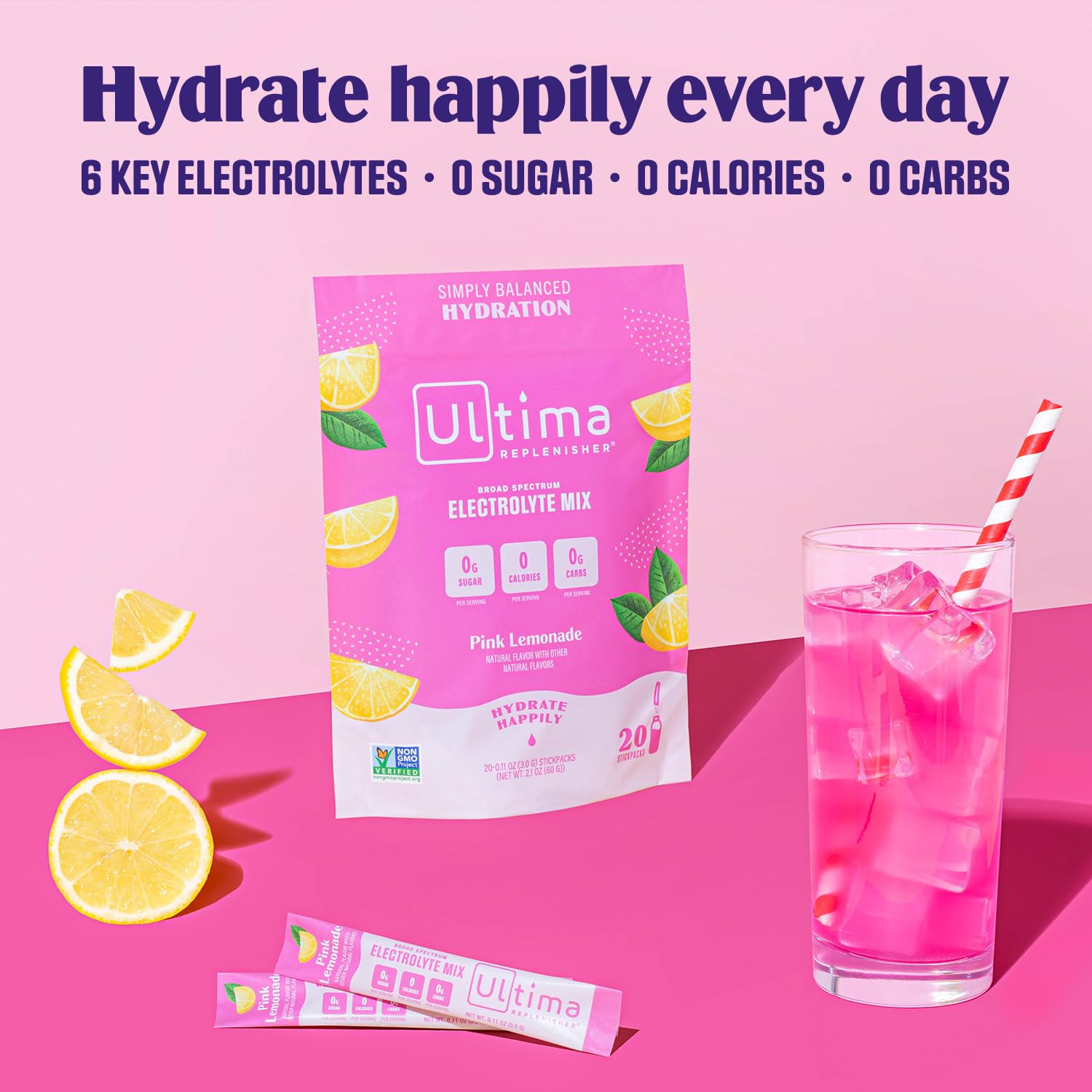 Ultima Replenisher Daily Electrolyte Drink Mix – Pink Lemonade, 20 Stickpacks – Hydration Ultima Replenisher Au supplements