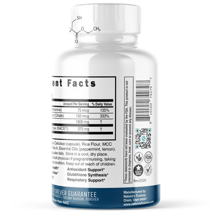 Neuro NAC Supplement 375mg Extra Strength with 1800mg Glycine - N-Acetyl Cysteine Nature's FusionsUS supplements