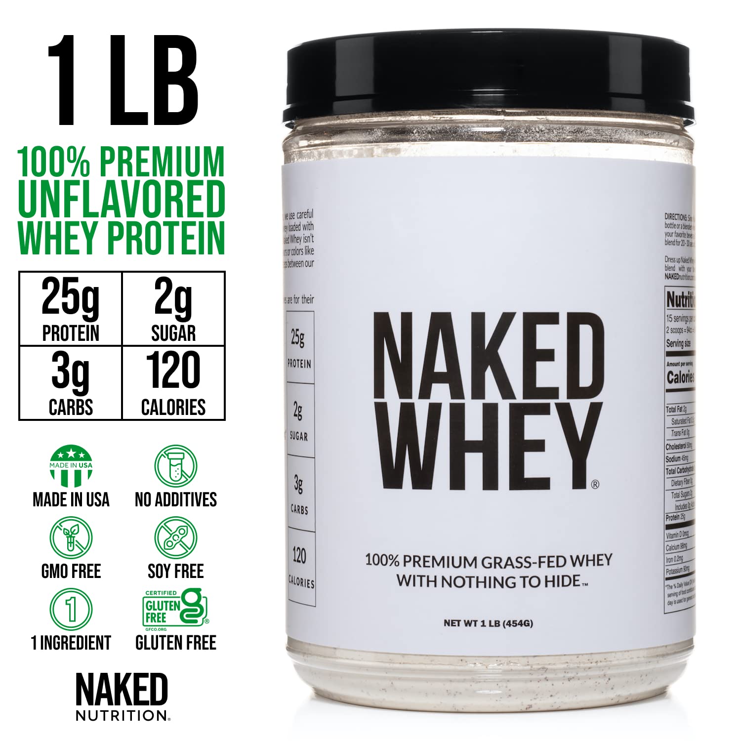 Naked Nutrition Naked Whey 1Lb - Only 1 Ingredient, Grass Fed Whey Protein Powder Naked Nutrition Au supplements