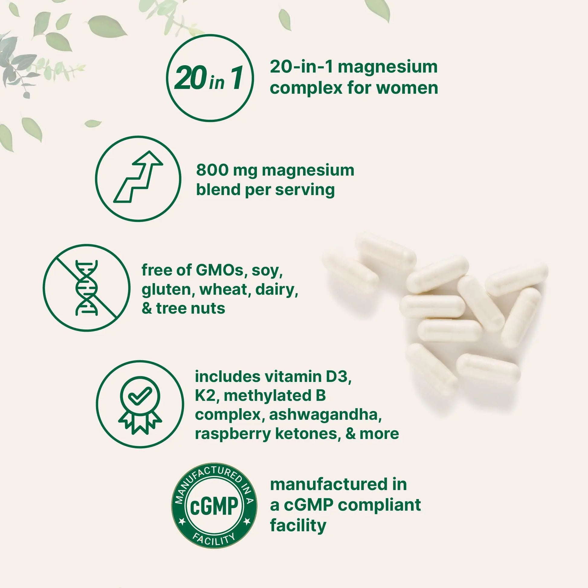 Magnesium Complex for Women, 240 Vegetarian Capsules | 20-in-1 Formula - Magnesium Blend with Vitamin D3, K2, Ashwagandha & More | Filler Free, Non-GMO Micro Ingredients Au supplements