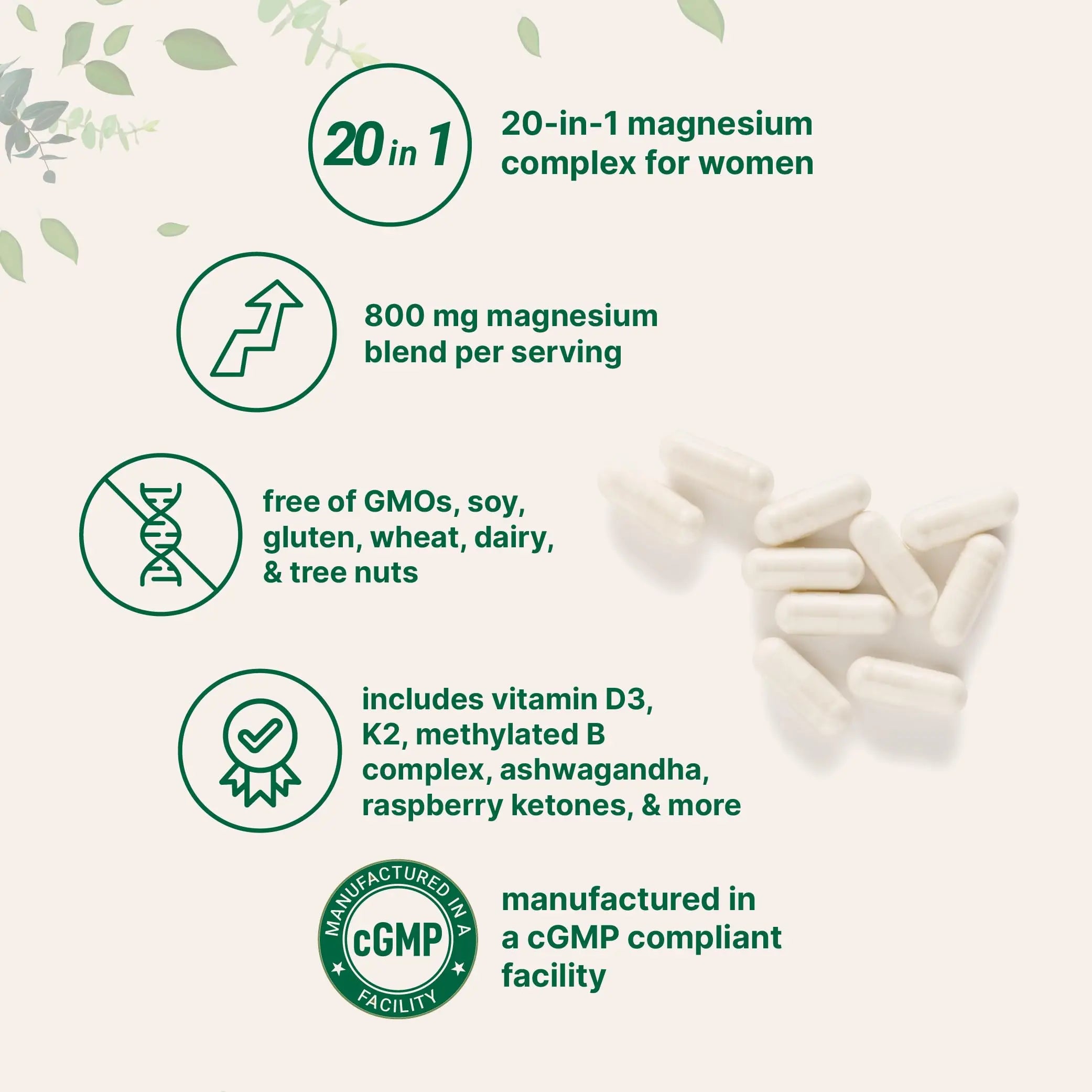 Magnesium Complex for Women, 240 Vegetarian Capsules | 20-in-1 Formula - Magnesium Blend with Vitamin D3, K2, Ashwagandha & More | Filler Free, Non-GMO Micro Ingredients Au supplements