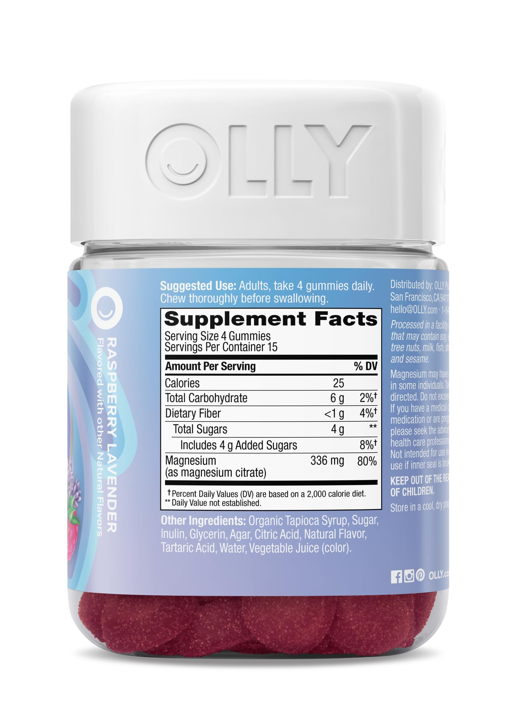 OLLY Relaxing Magnesium Gummies, Supports Muscle Relaxation*, Magnesium Citrate, Raspberry Lavender Flavor, 15 Day Supply - 60 Count OLLY Au supplements