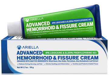 Hemorrhoid Treatment Fissure Lidocaine Cream: Advanced Numbing Ointment with Phenylephrine HCI - Fast Acting Natural Strength Soothing Relief of Pain Swelling Discomfort Itching (1.7 Oz, Witch Hazel) Ariella Au supplements