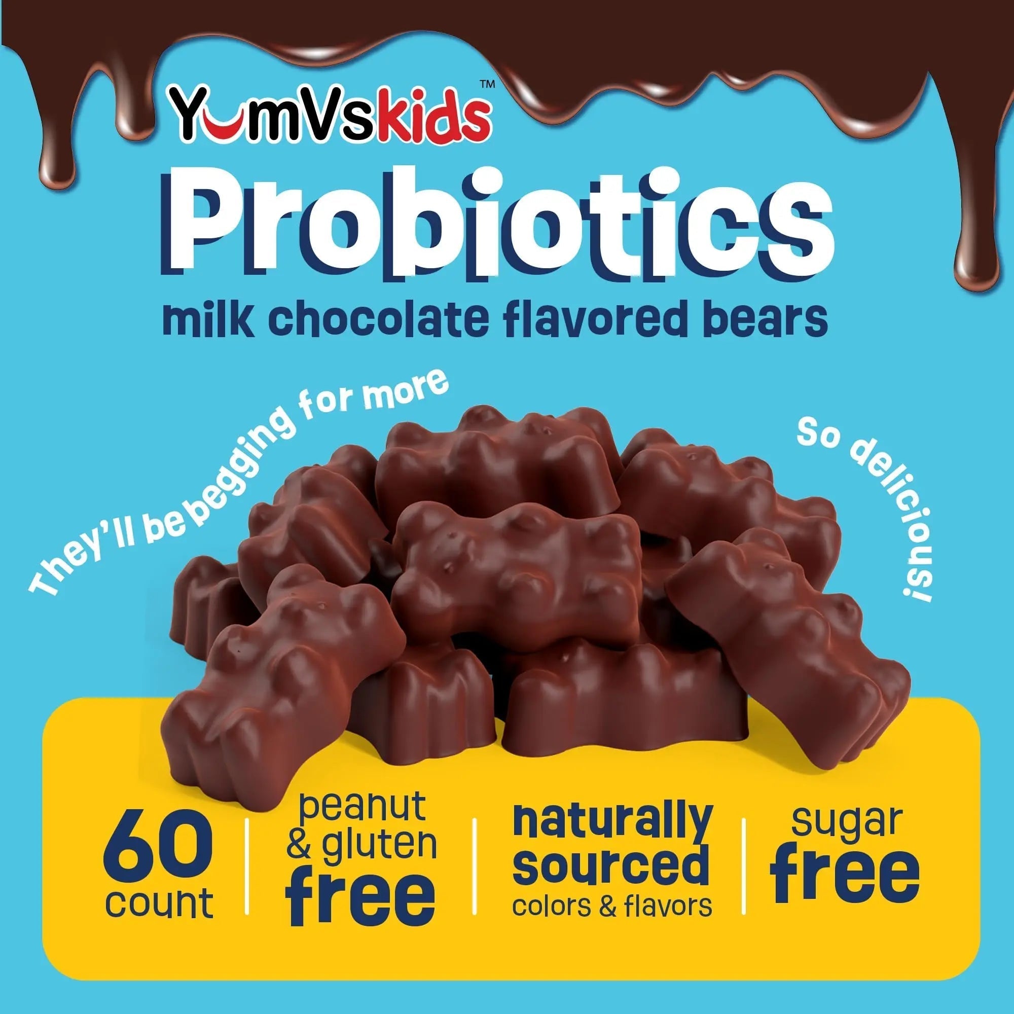 YUM-V'S Probiotics & Multivitamin Bundle for Kids – Probiotic with Prebiotic Fiber Chocolate Bears + Multivitamin & Multimineral with Iron Chewables – Digestive, Immune & Overall Health Support YUM-V'S Au supplements