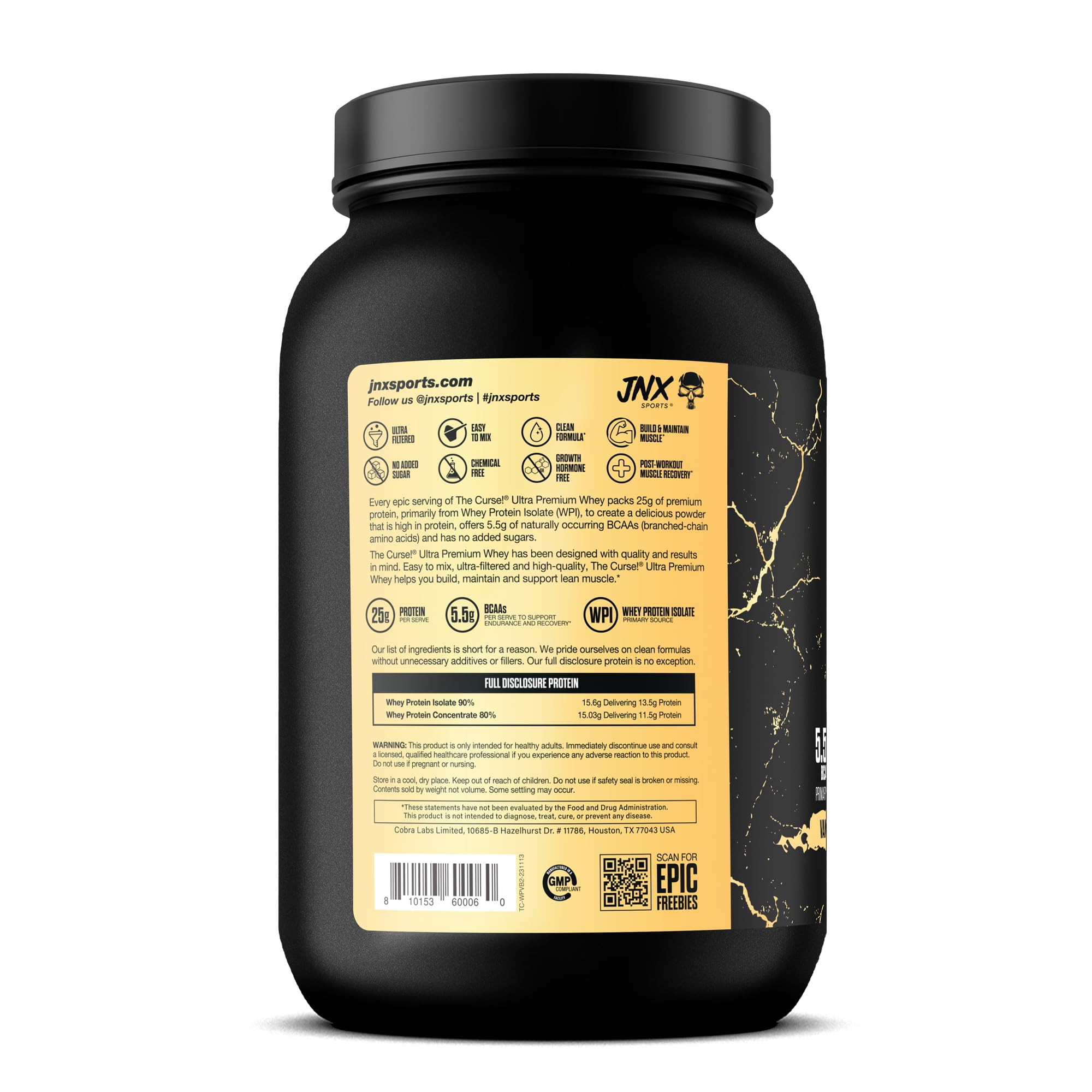 JNX SPORTS The Curse! Ultra Premium Whey Protein Powder Vanilla Bean 2lb | 25g Protein JNX SPORTS Au supplements