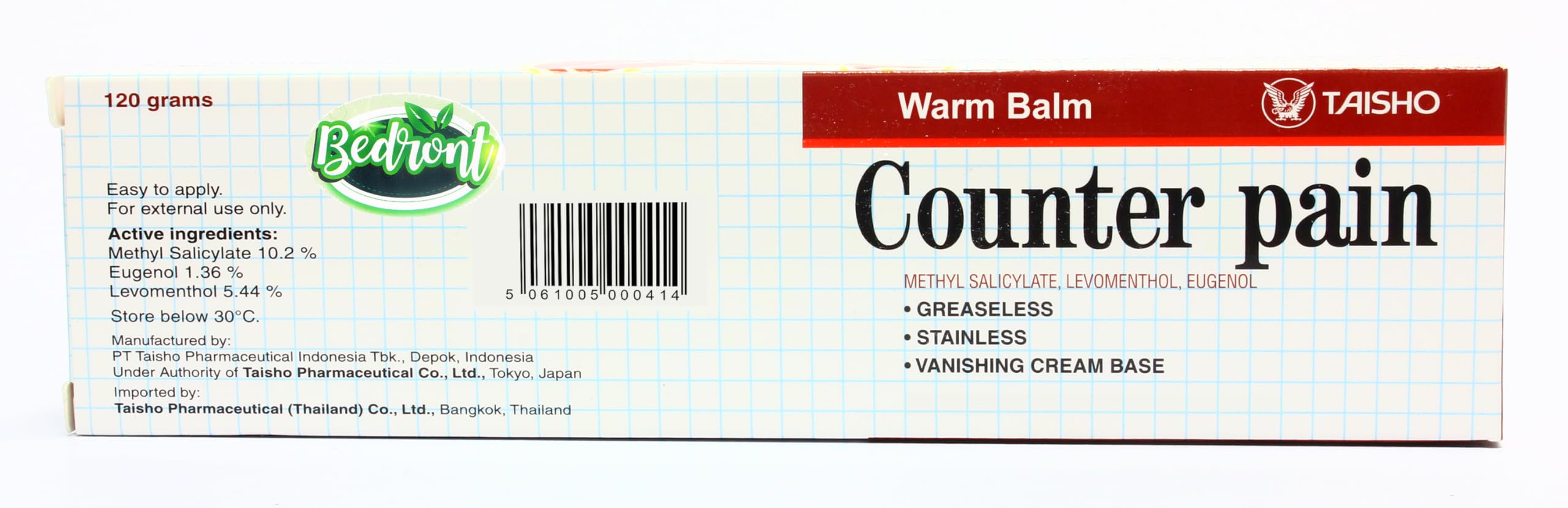 Bedront Counter Pain Warm Balm 120G for Massage and Relaxation, Sports Activity Bedront Au supplements