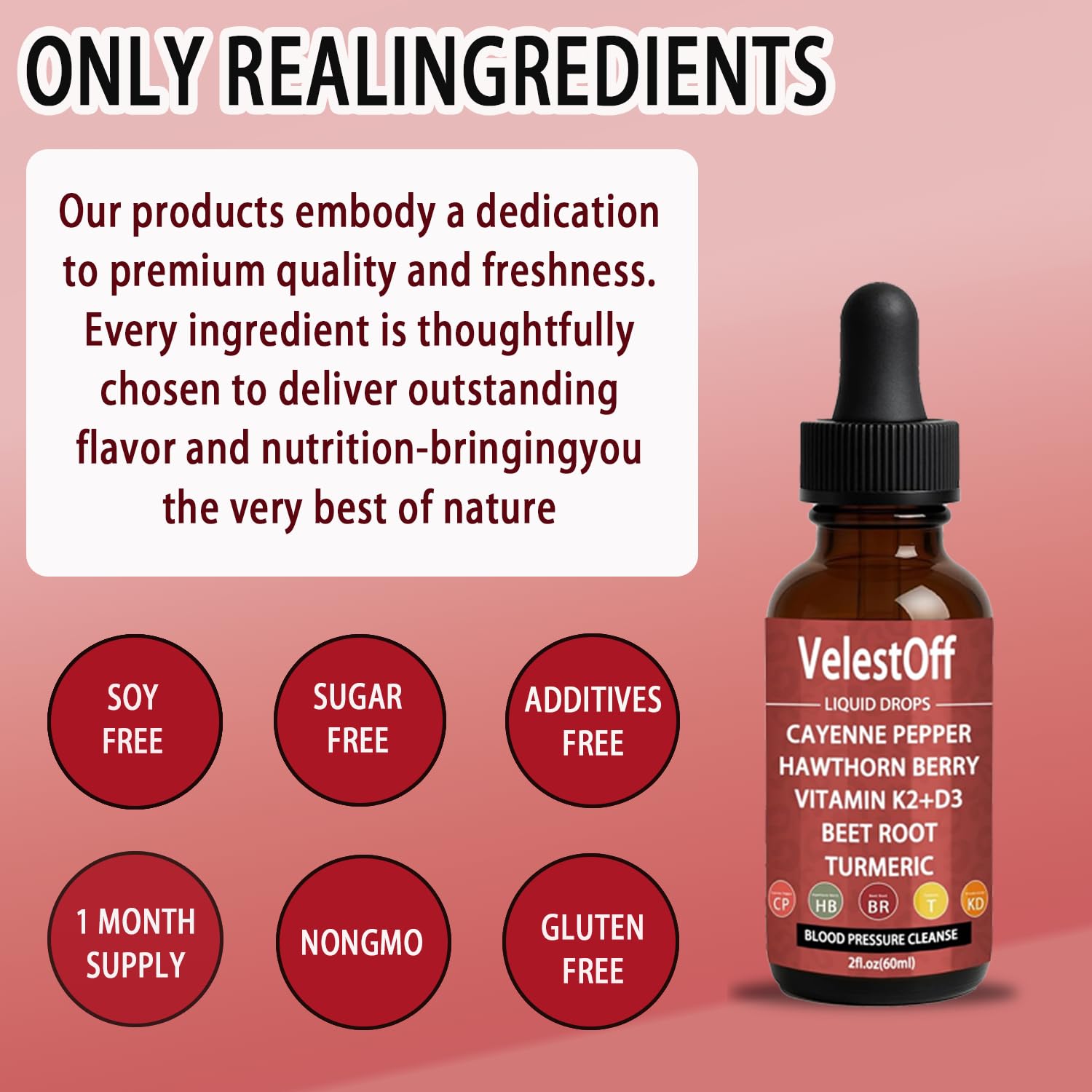 Velestoff Cayenne Pepper & Cayenne Pepper Drops Liquid Supplement with Hawthorn, Beet Root, Turmeric, Vitamin K2 D3 Nutralis Au supplements