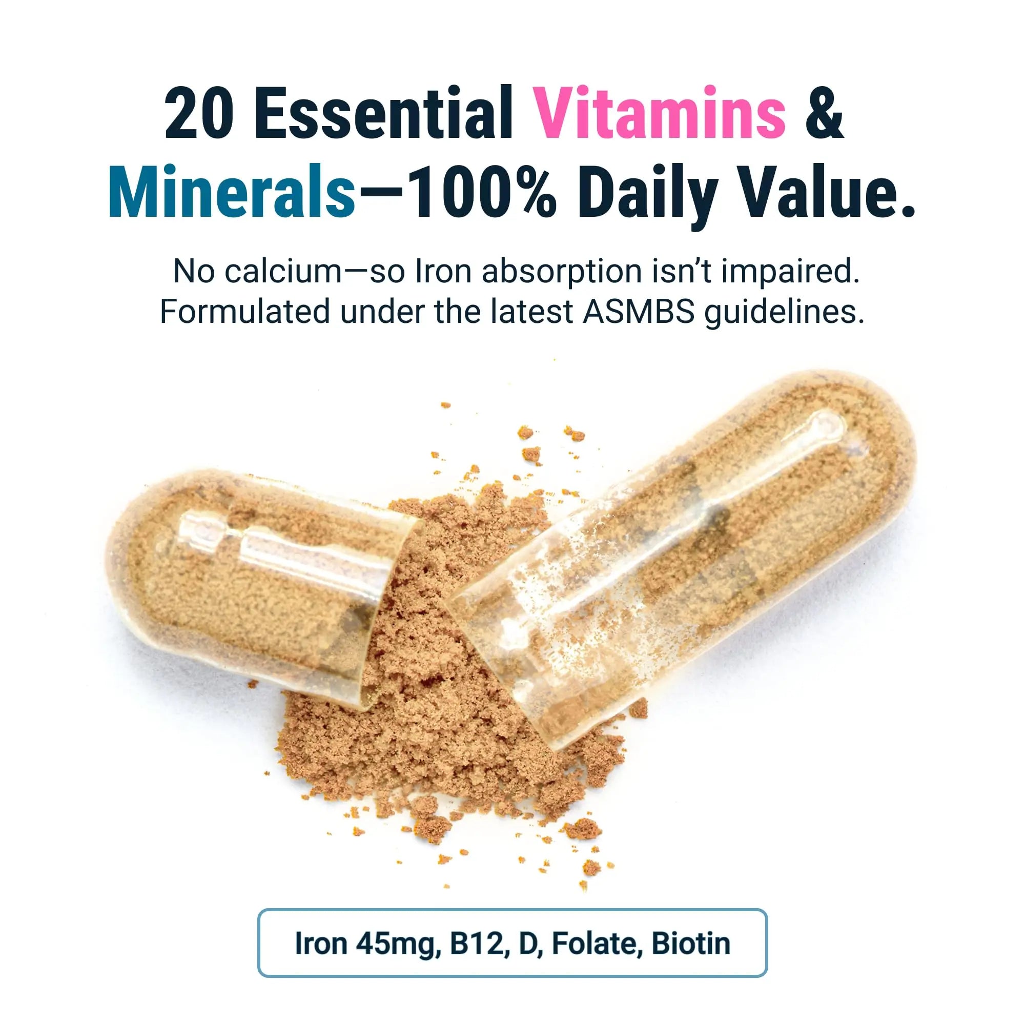 BariatricPal Multivitamin ONE 1 per Day! Bariatric Multivitamin Capsule with 60 mg of Iron | Easy to Swallow Capsule | BariatricPal Au supplements