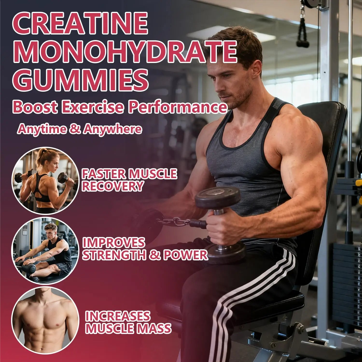 Crasye Creatine Gummies Complex 8000mg for Men and Women Creatine Monohydrate Gummy with BCAA Taurine for Muscle Strength and Energy Boost Sugar Crasye Au supplements