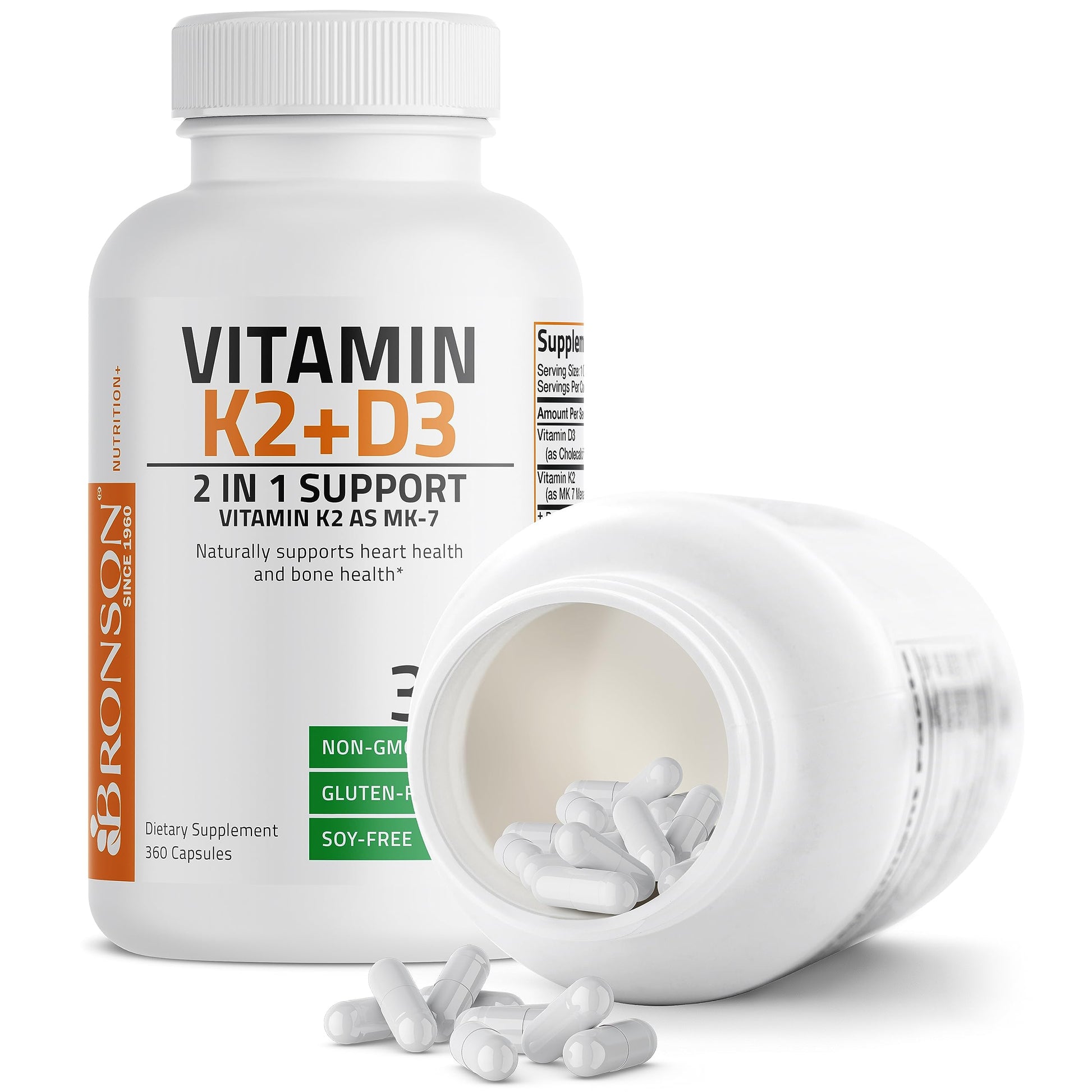 Bronson Vitamin K2 (MK7) with D3 Supplement Non-GMO Formula 5000 IU Vitamin D3 Bronson Au supplements