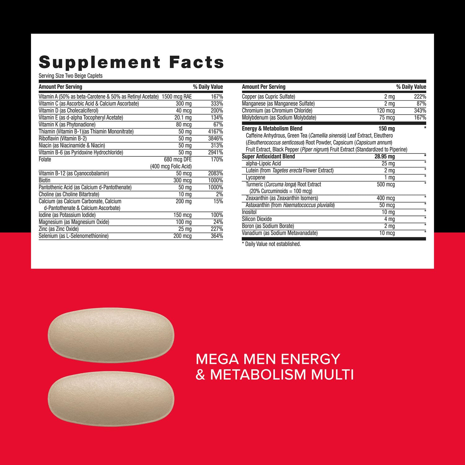 GNC Mega Men Energy and Metabolism Vitapak Program, Convenient, Complete Nutrition, 5 Products in 1 Packet, Calorie Burn, Thermogenic, 300mg Caffeine, 30 Daily Packs GNC Au supplements