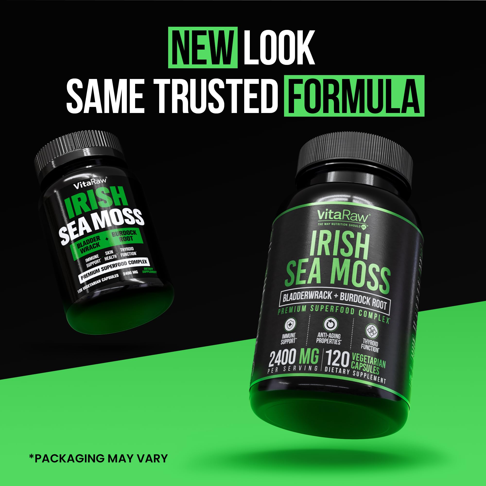 VitaRaw Organic Irish Sea Moss Capsules 2400 mg - Burdock Root and Bladderwrack Powder Real Seamoss Pills for Immune Support, Joint and Gut Health Help - Raw Sea Moss Advanced Herbal Supplement VitaRaw Au supplements