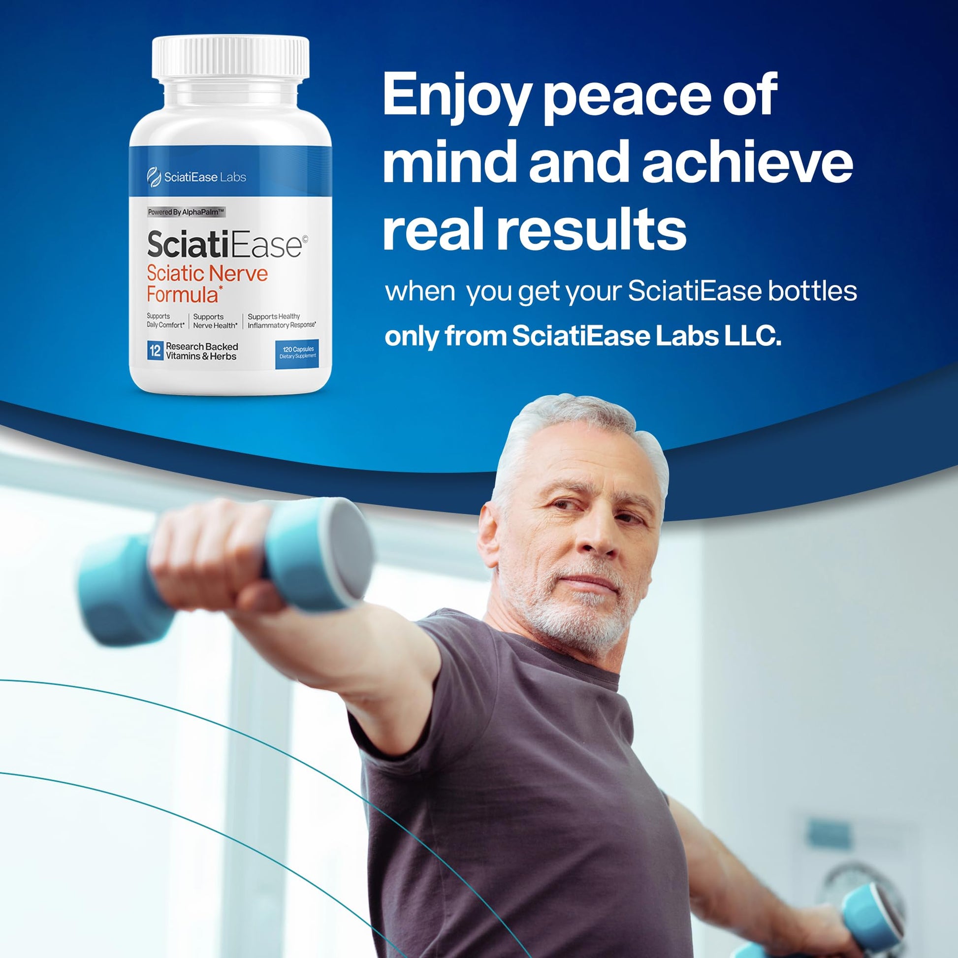 SciatiEase Sciatic Nerve Health Support Supplement - Nerve Support Formula with AlphaPalm, Pea, Vitamin B Complex, Alpha Lipoic Acid 300mg - 120 Capsules SciatiEase Au supplements