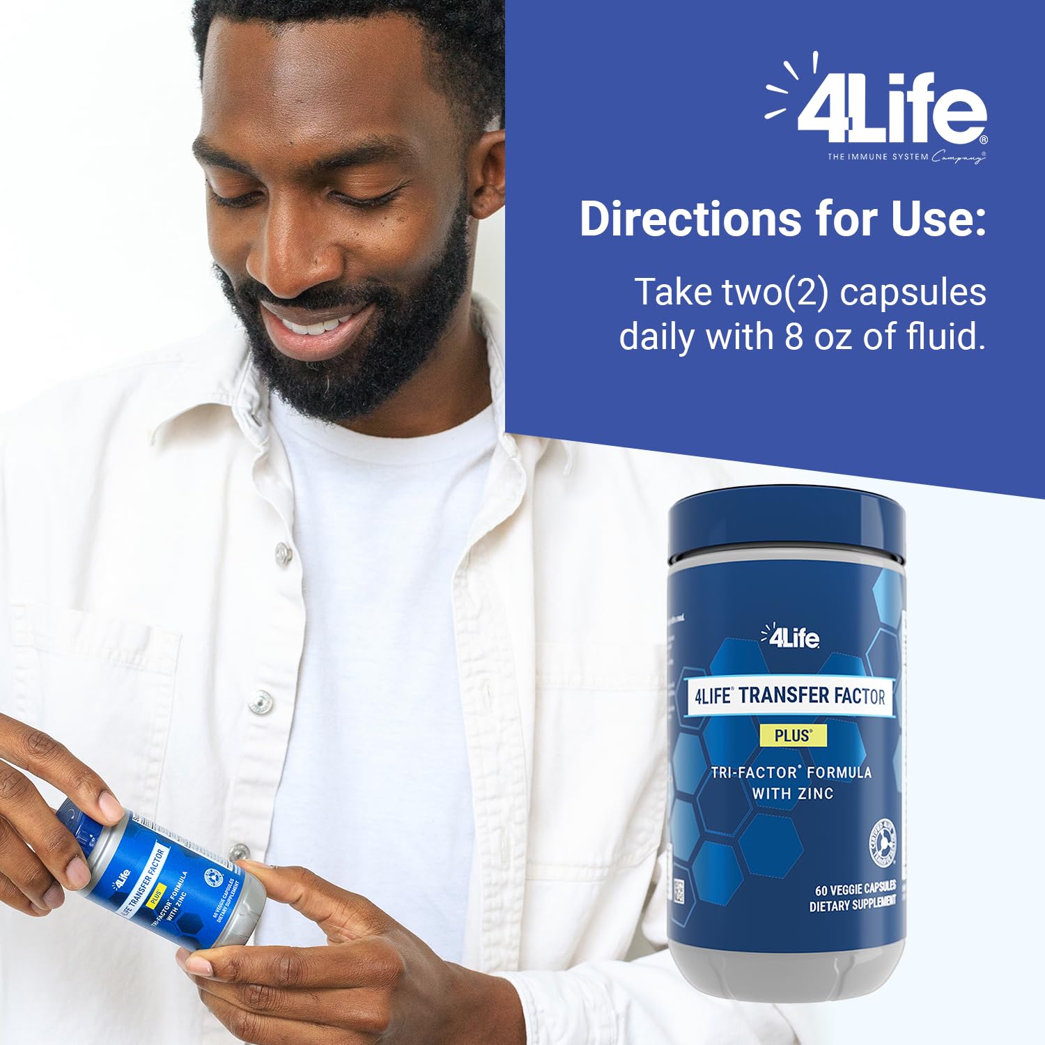 4Life Transfer Factor Plus - Support with Zinc, Super Mushroom Blend (Maitake, Shiitake, Agaricus), and Colostrum & Egg Yolk Extracts - 60 Capsules 4Life Au supplements