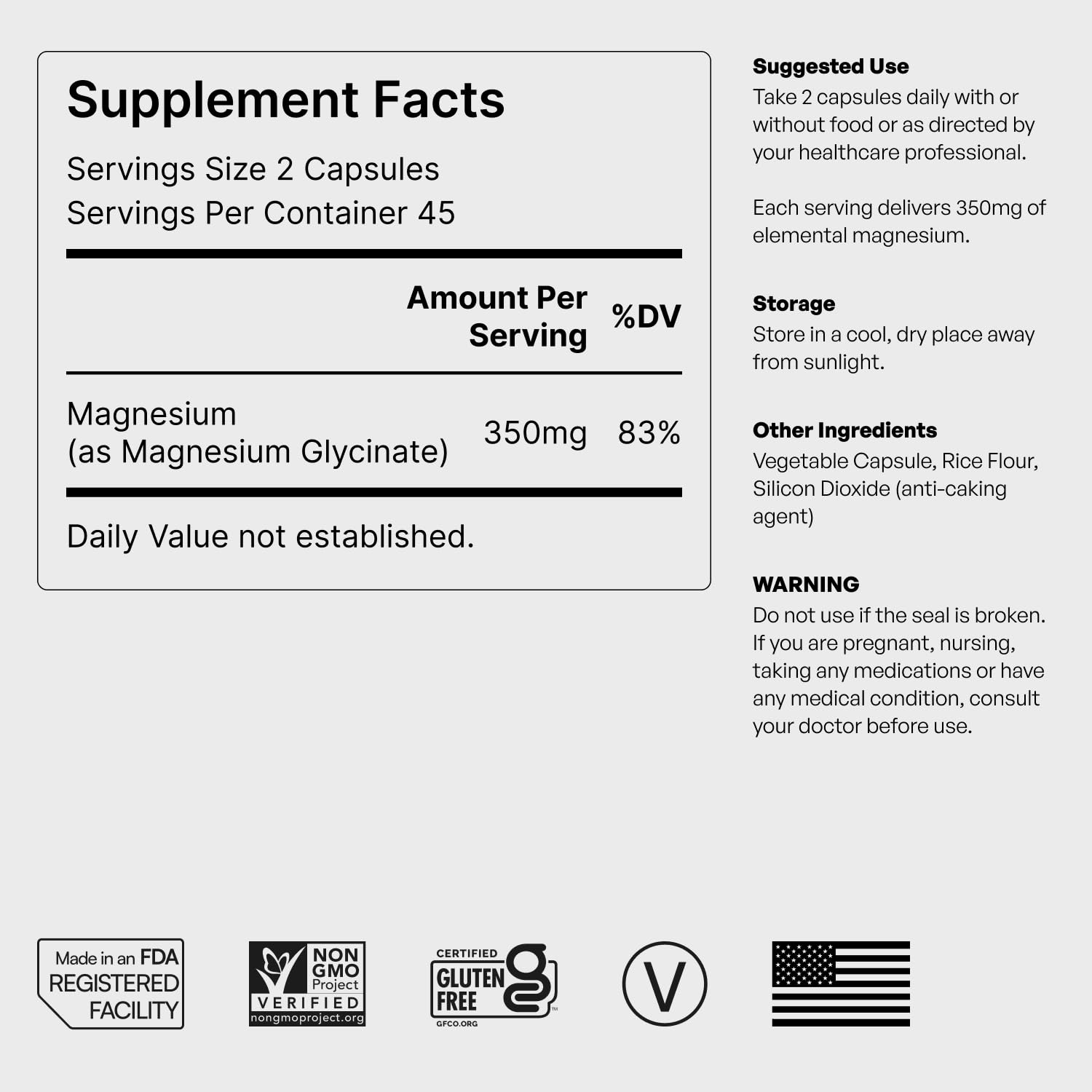 Pure Magnesium Glycinate - Magnesium for Sleep, Stress, Muscle & Nerve Support - High-Absorption, Non-GMO, Vegan - 90 Capsules (350mg) Helm Nutrition Au supplements