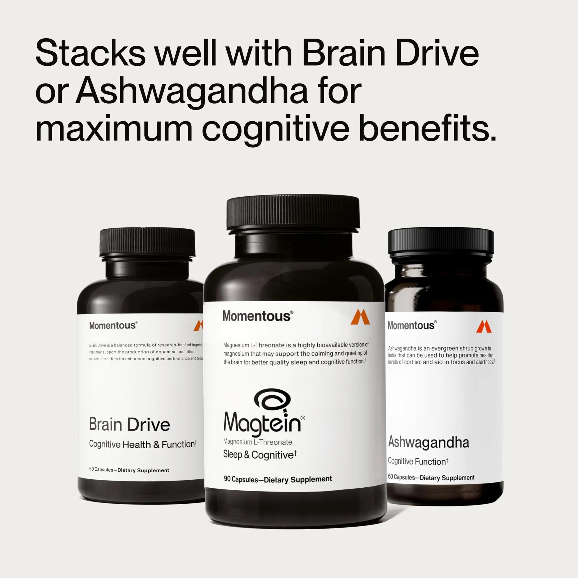 Momentous Magtein Magnesium L-Threonate - Brain & Rest Support Supplement - Boosts Cognitive Function & Sleep Quality - NSF Certified for Sport -145 mg - 30 Servings Momentous Au supplements