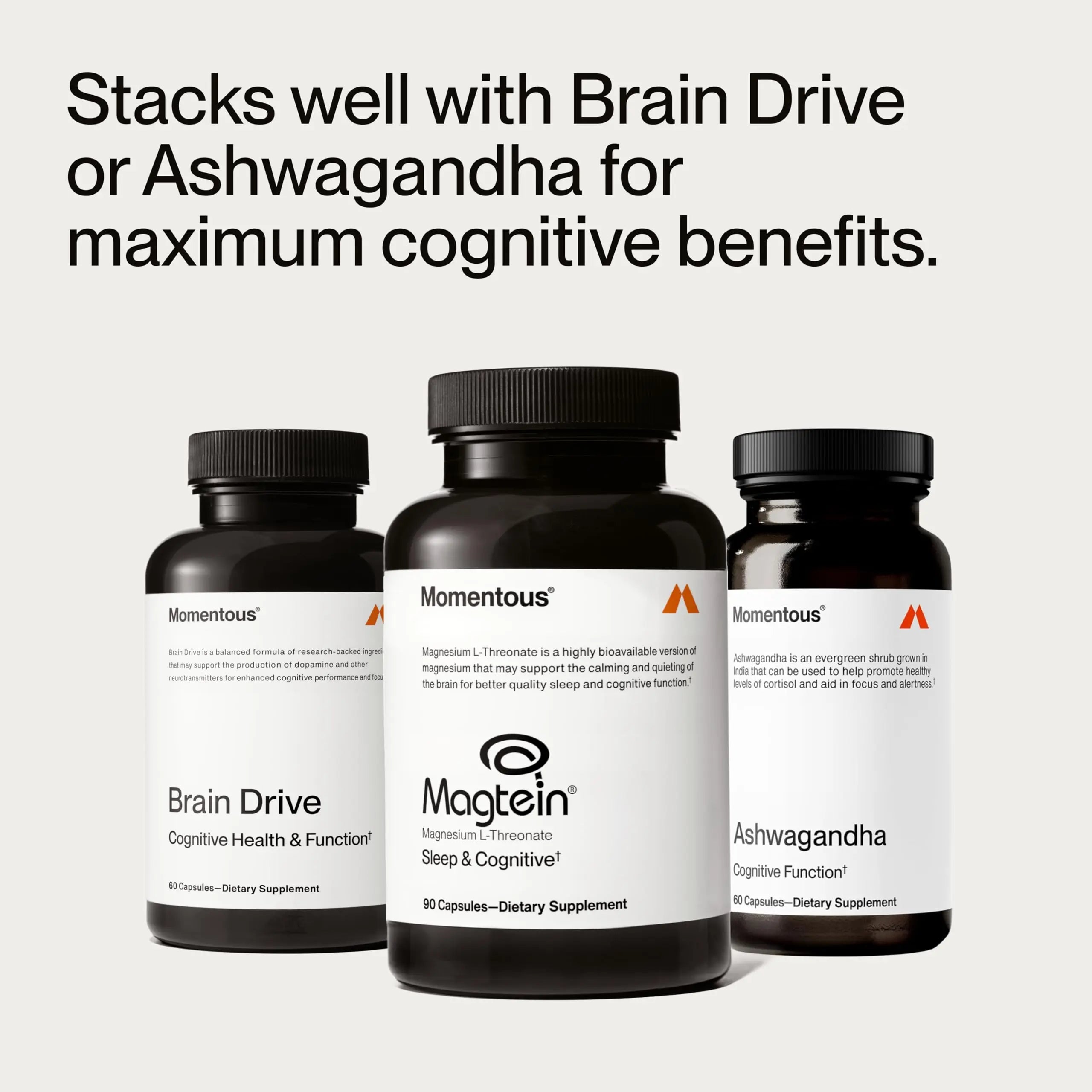 Momentous Magtein Magnesium L-Threonate - Brain & Rest Support Supplement - Boosts Cognitive Function & Sleep Quality - NSF Certified for Sport -145 mg - 30 Servings Momentous Au supplements