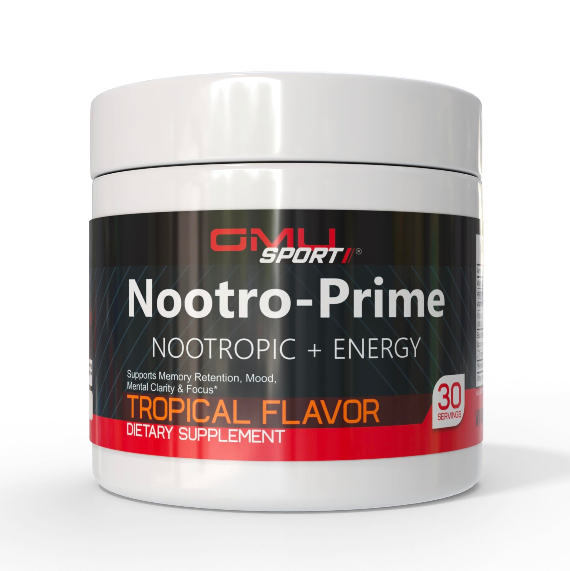 GMU SPORT Nootro-Prime Brain Boost - Focus Brain Supplement - Mushroom Supplement Powder with Alpha GPC, Nootropic Brain Supplements for Memory and Focus with Lions Mane, 30 Servings, Tropical Flavor GMU SPORT Au supplements