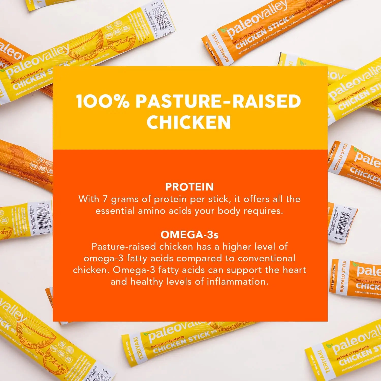 Paleovalley Pasture-Raised Chicken Sticks – 10 Pack – 7g Protein per Stick – Keto-Friendly, Paleo, Gluten-Free, Nitrate-Free – On-the-Go Snack (10 Pack, Buffalo) Paleovalley Au supplements