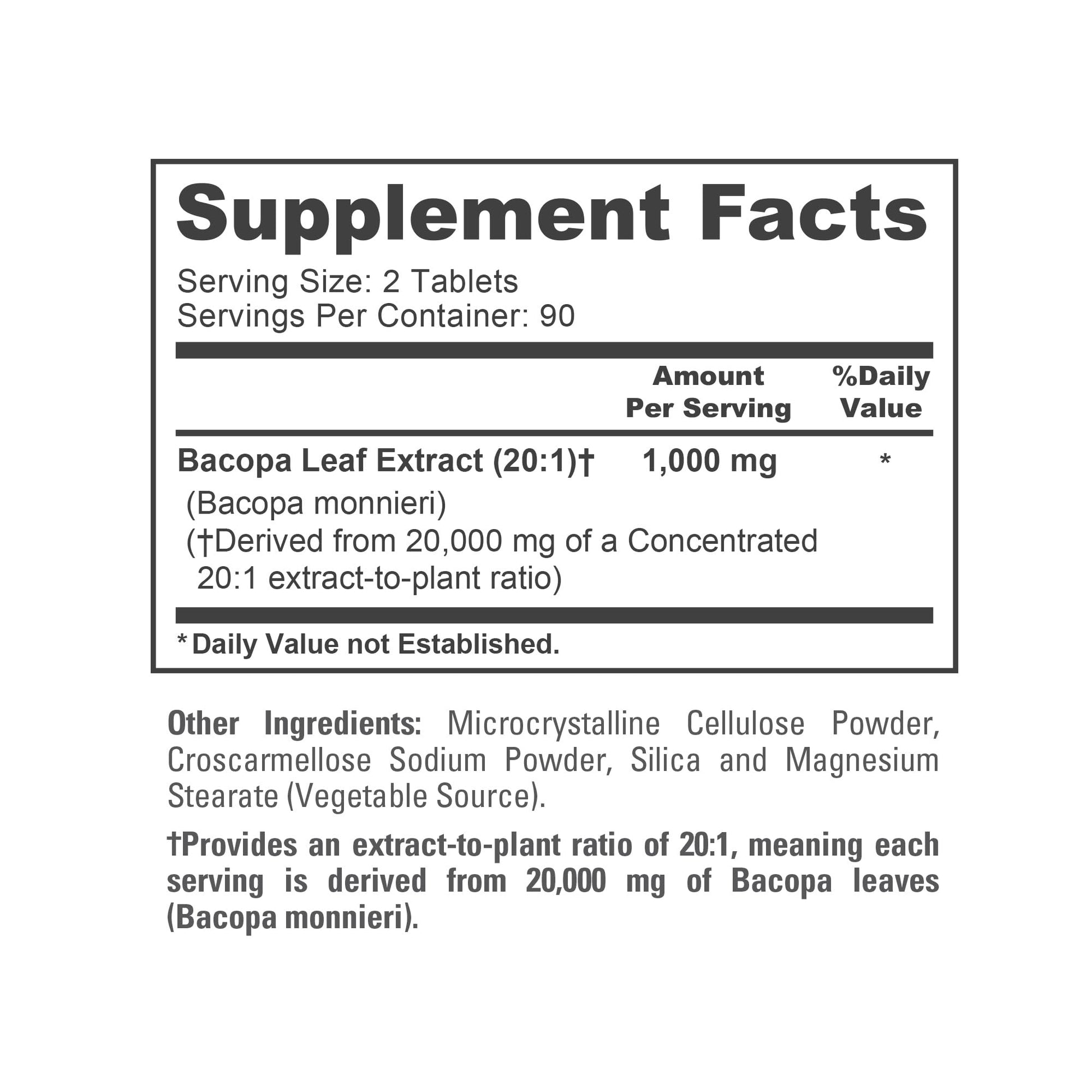 NusaPure Bacopa Leaf Monnieri Extract 20,000 mg 180 Tablets (Extract 20:1, Non-GMO, Gluten Free & Vegan) NusaPure Au supplements
