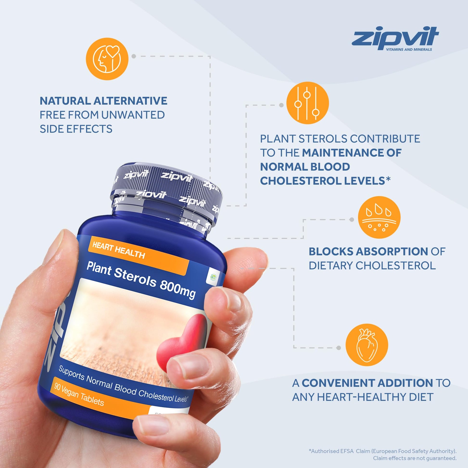 Plant Sterols High Strength 800mg, 90 Vegan Tablets, Supports and Helps Lower Zipvit Au supplements