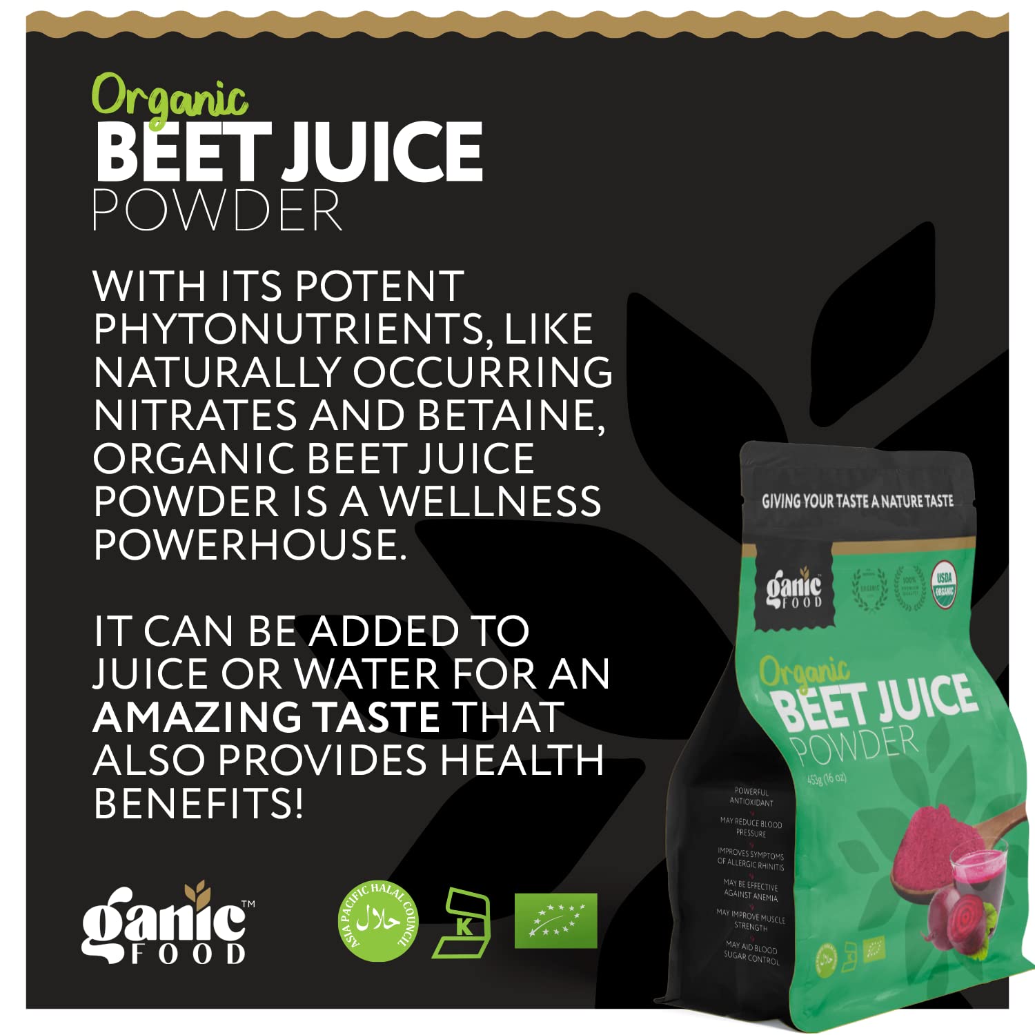 Ganic Food Organic Beet Root Juice Powder, 16 Ounces Ganic Food Au supplements