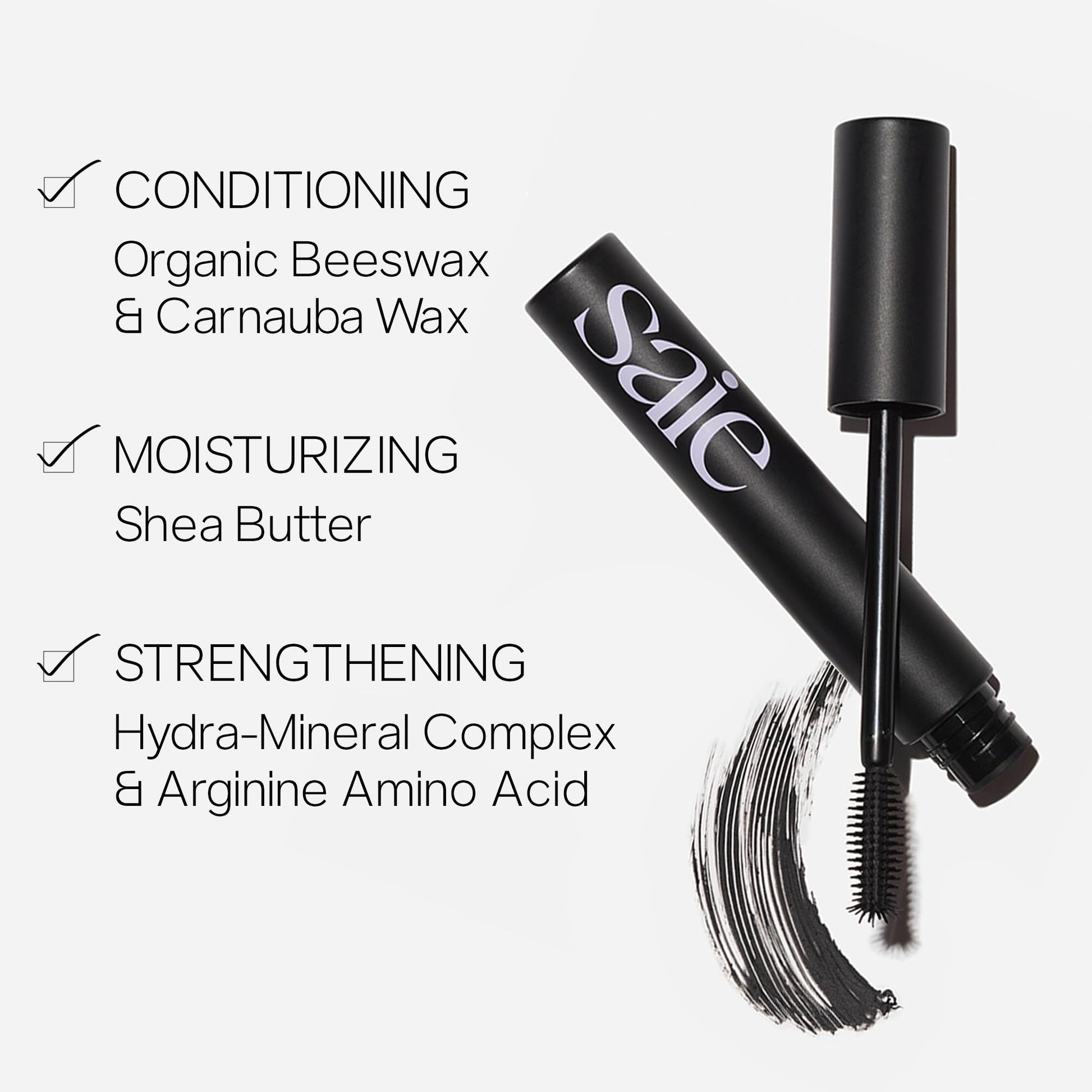 Saie Mascara 101 - Lash Lengthening Mascara for Thick, Bold, Lifted Lashes - Buildable Eye Makeup Formulated to Strengthen and Condition with Rich Nutrients - Black (0.31 oz) Saie Au supplements