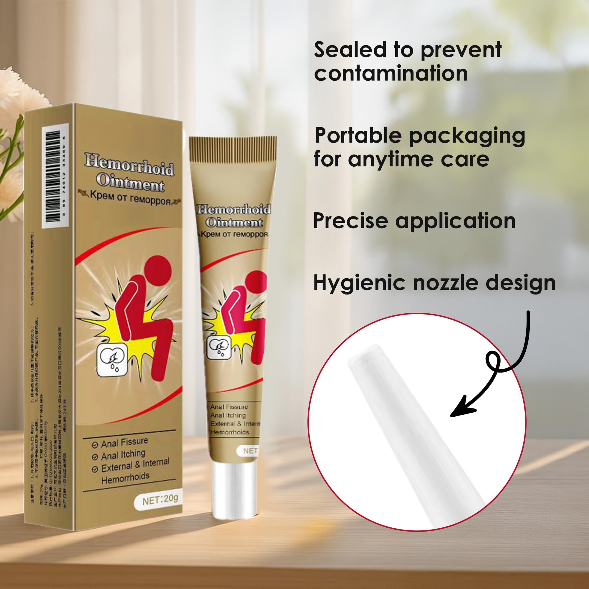 Hemorrhoid Cream, Herbal Hemorrhoid Ointment, Natural Itching & Burning Relief Hemorrhoidal Cream, External Discomfort Support for Men Women 20g Generic Au supplements