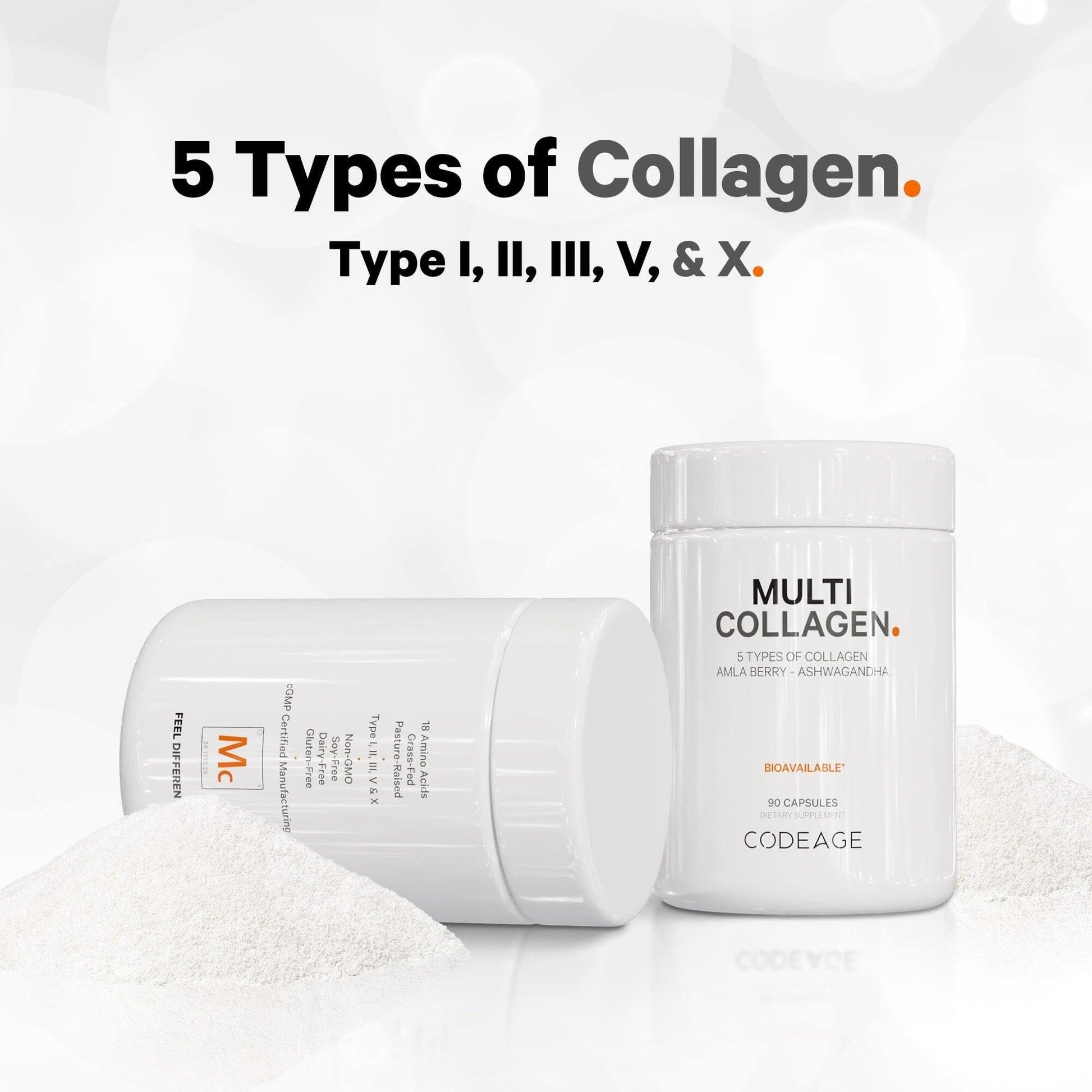 Codeage Multi Collagen Protein Capsules 5 Types, Ashwagandha Withania Somnifera & Organic Amla Berry + SBO Probiotic Blend 50 Billion CFU Bundle, Lactobacillus Plantarum, Bacillus Subtilis, Non-GMO Codeage Au supplements