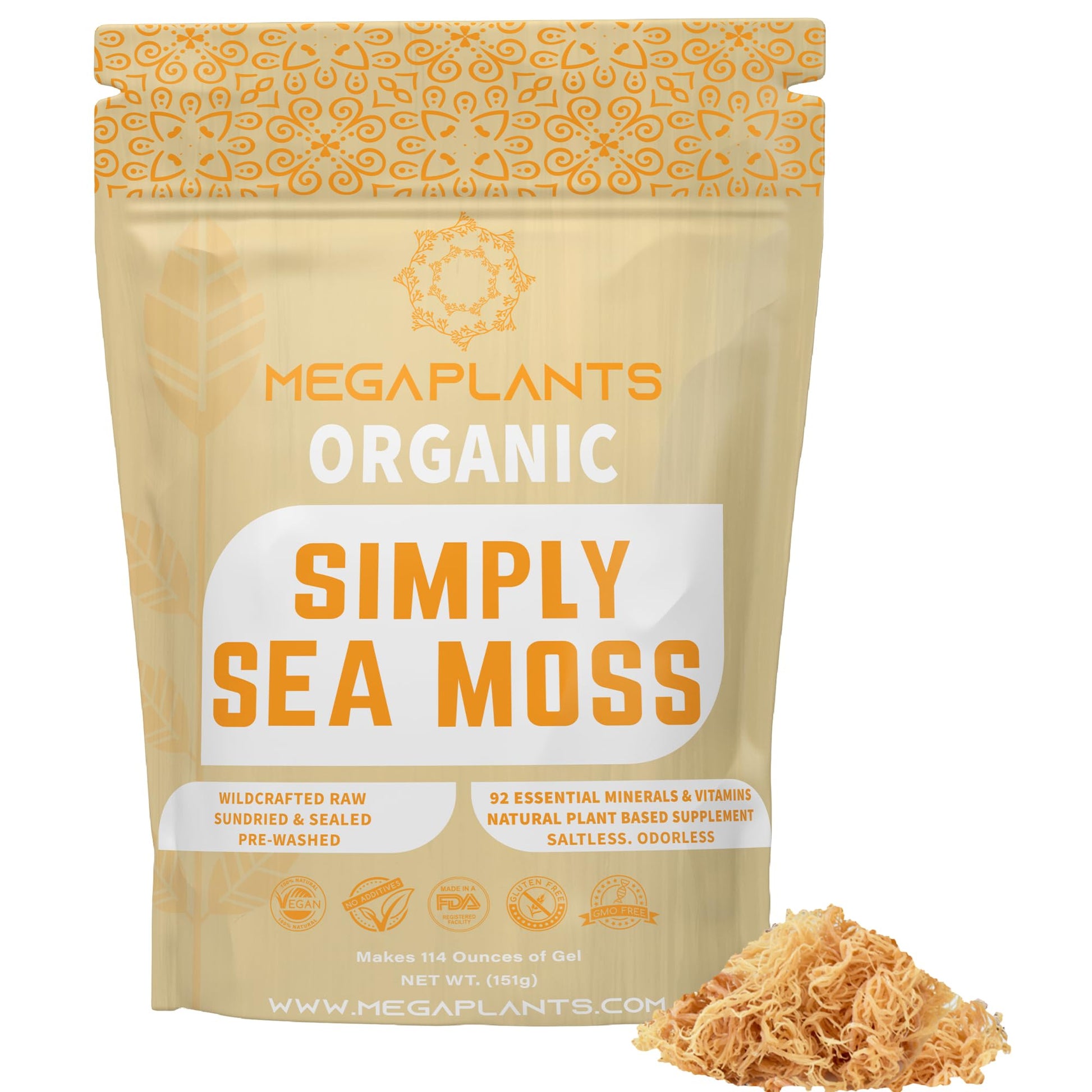 MEGAPLANTS Organic Sea Moss | Makes 228 Servings of Seamoss Gel | Pre-Washed MEGAPLANTS Au supplements