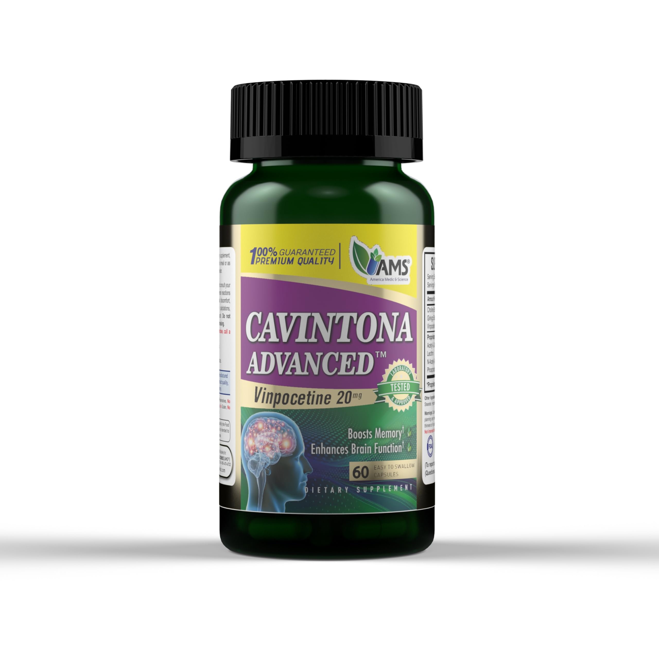 America Medic & Science Cavintona Advanced Supplement – Vinpocetine 20mg for Memory, Recall & Brain Health – Supports Cognitive Function, Focus, Mental Clarity & Blood Flow – 60 Capsules America Medic & Science Au supplements